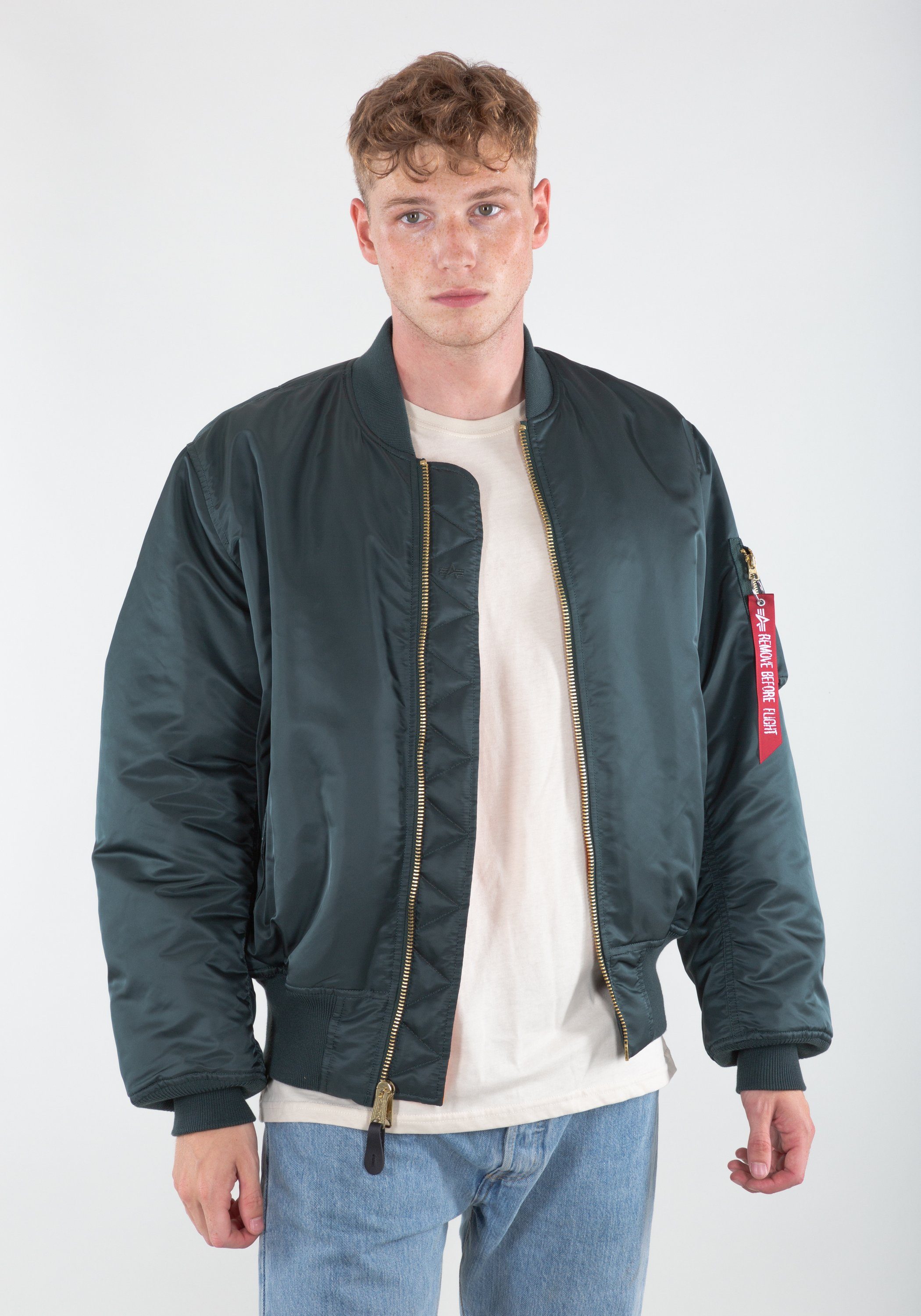 (HERITAGE) - Men Bomber navy Jackets Flight Industries MA-1 Industries & Alpha green Alpha Bomberjacke