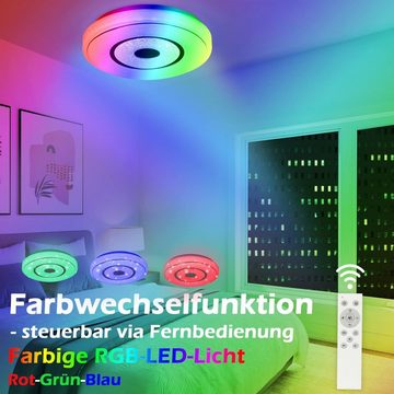 Nettlife LED Deckenleuchte Dimmbar 18W Fernbedienung/Wandschalter Ø30CM für Küche Schlafzimmer, LED fest integriert, RGB+CCT