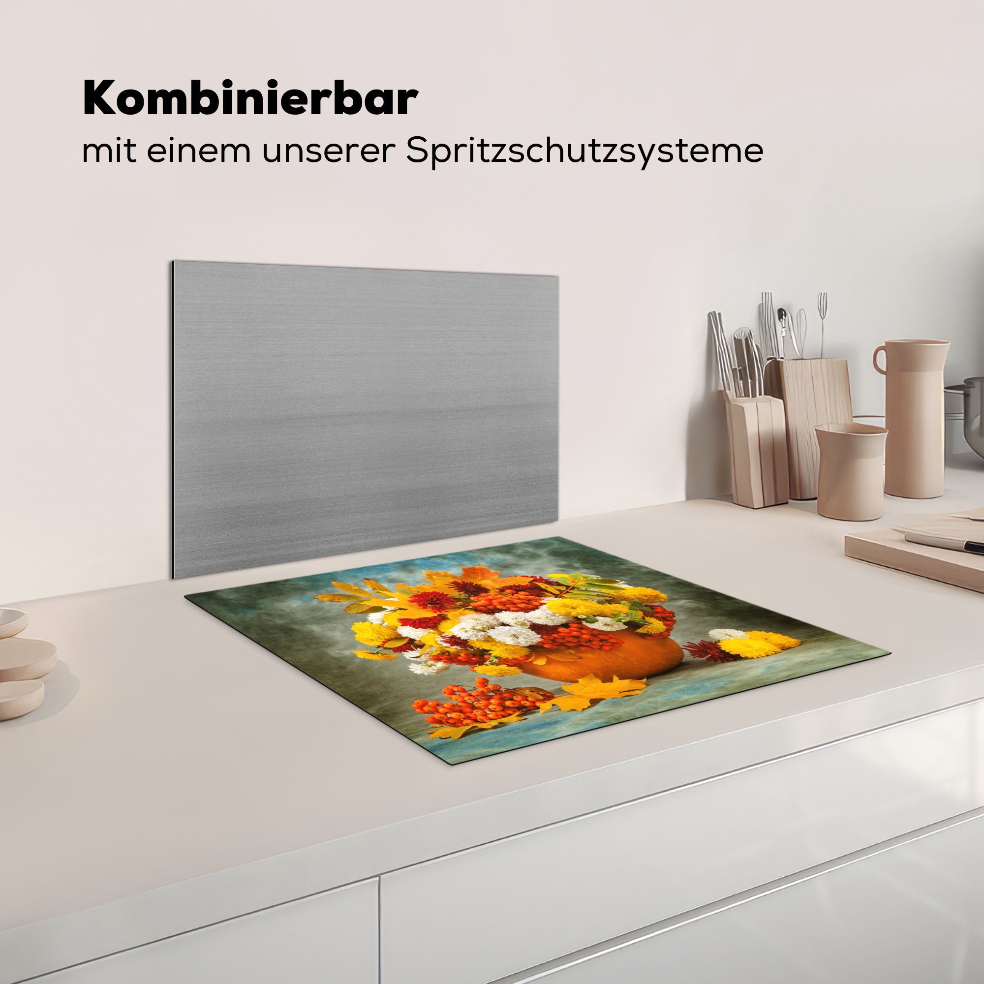 59x52 - küche, die MuchoWow - Ceranfeldabdeckung cm, (1 Blumen tlg), Herbst Induktionsmatte für Obst, Herdblende-/Abdeckplatte Vinyl,