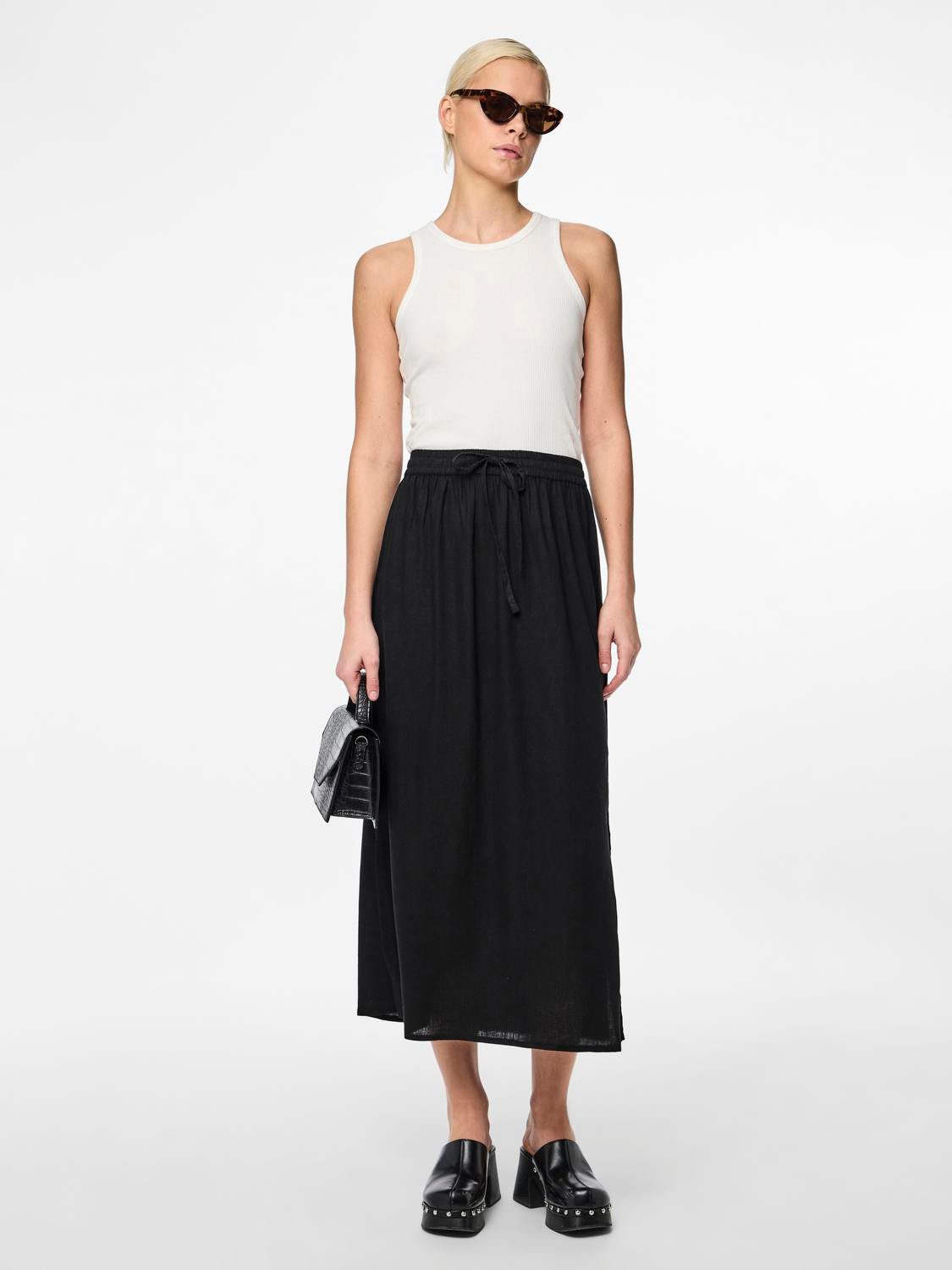 pieces Sommerrock PCPIA MW ANKLE SKIRT WVN NOOS mit Leinen