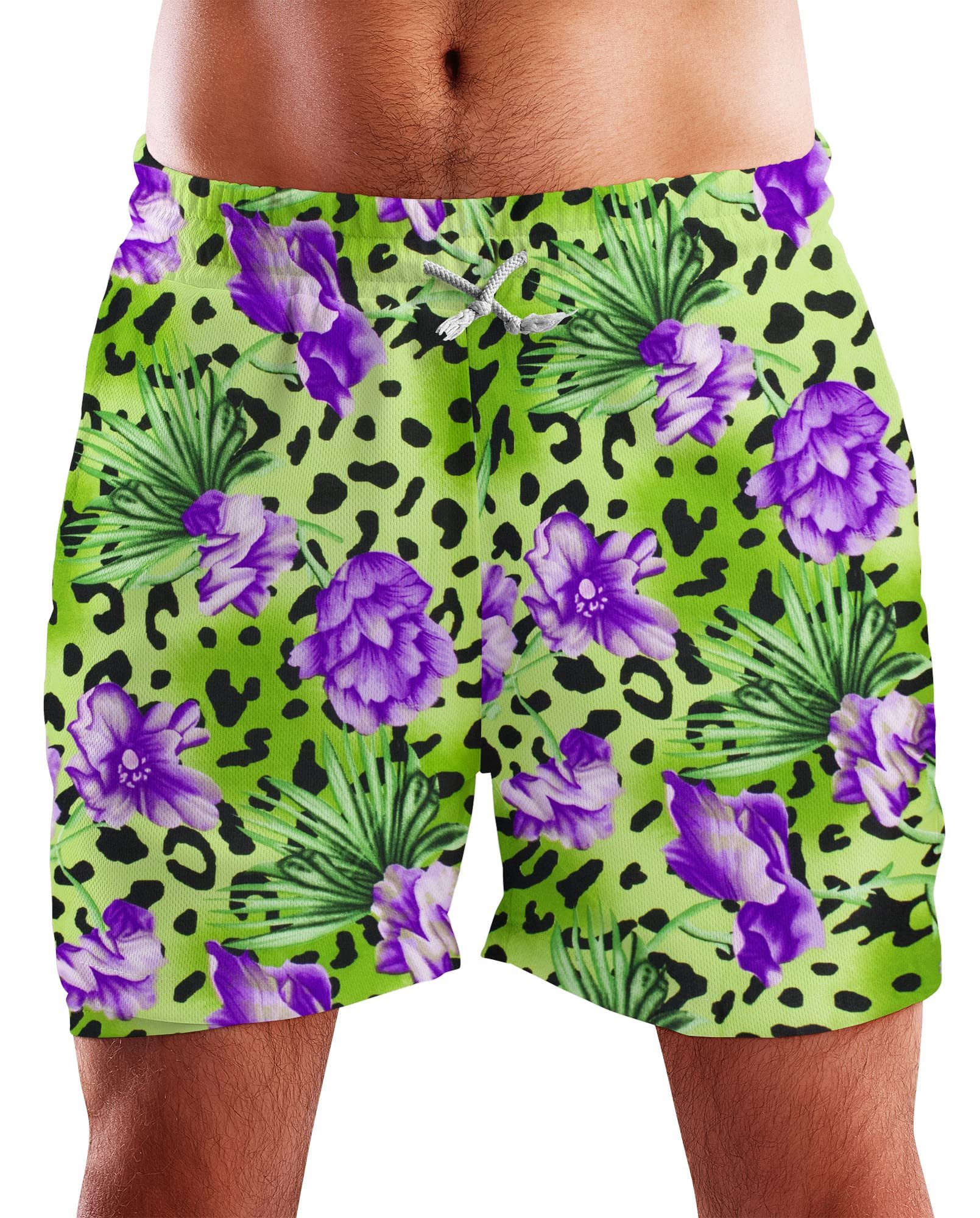 King Kameha Badeshorts Leopard Flowers Hawaii Bade-Shorts Mesh-Einsatz Verschluss Kordelzug Mit integriertem Mesh-Innenslip für extra Komfort