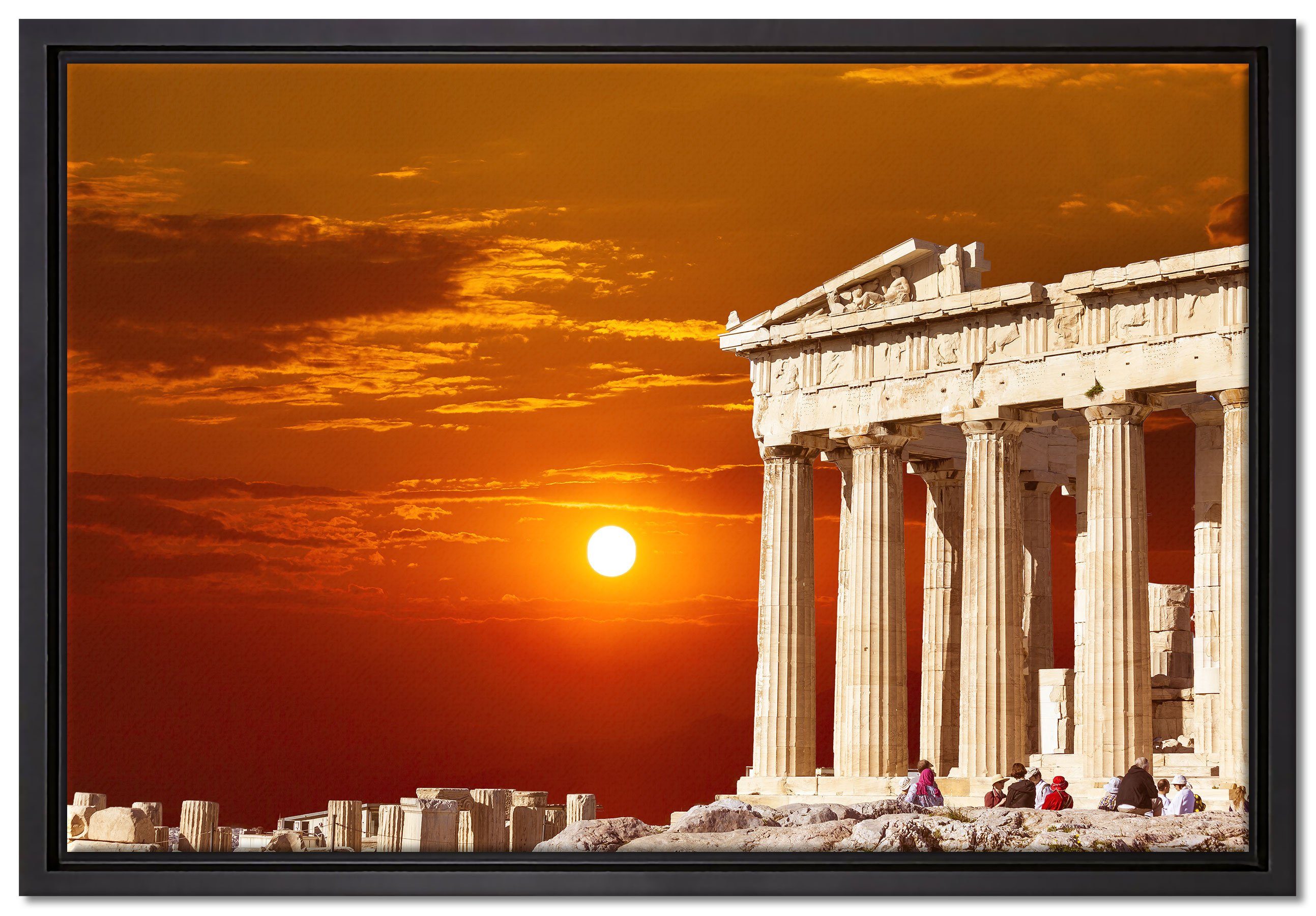 Pixxprint Leinwandbild Tempel der Athene, Wanddekoration (1 St), Leinwandbild fertig bespannt, in einem Schattenfugen-Bilderrahmen gefasst, inkl. Zackenaufhänger
