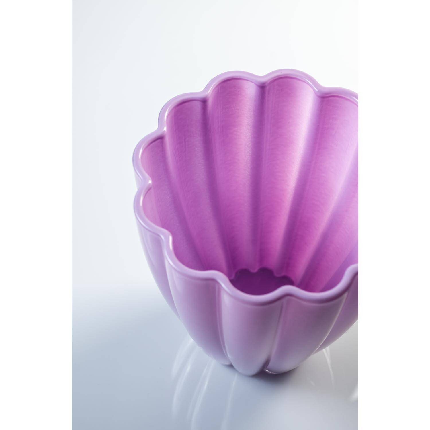 INNA-Glas Tischvase Kleine Glasvase - Tischvase BEA, lila, 17cm, Ø 14cm - Blumenvase