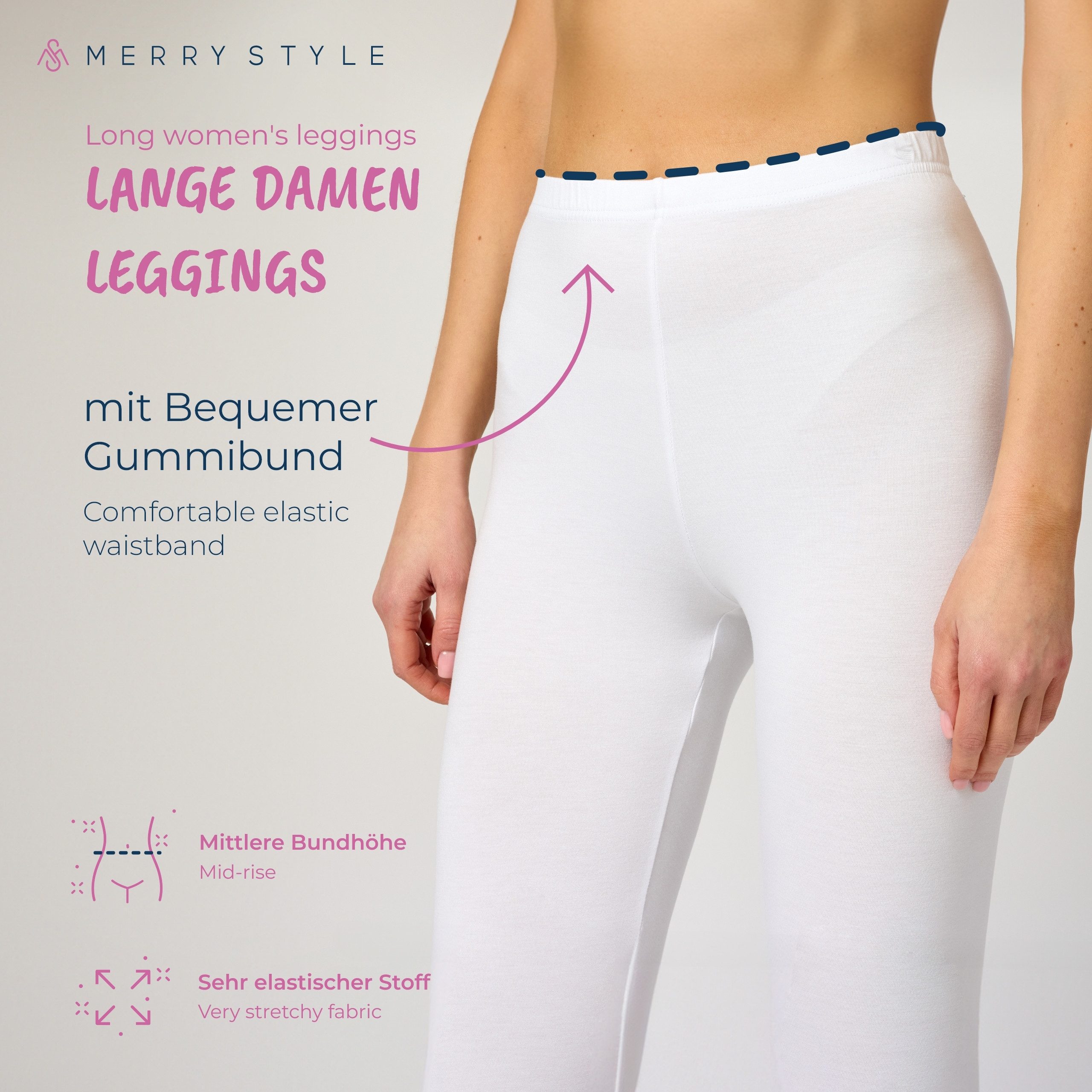 Merry Style Leggings 2er Pack Viskose Damen Lang Hose MS10-143 (2-tlg)