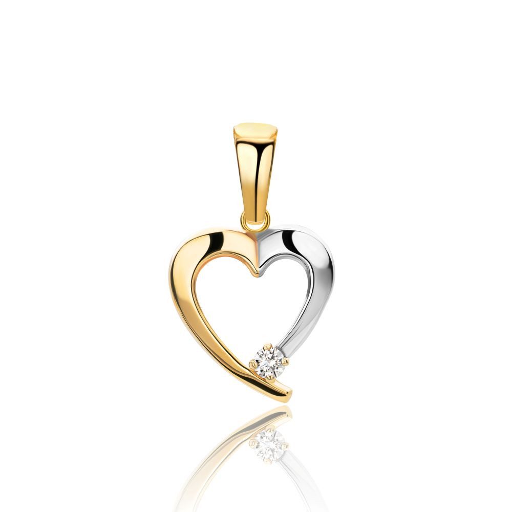 Miore Herzanhänger MA9032P aus 9K Gelbgold und Weißgold (375) mit Zirkonia 0,12 ct, Maße ca. 13 x 23 mm