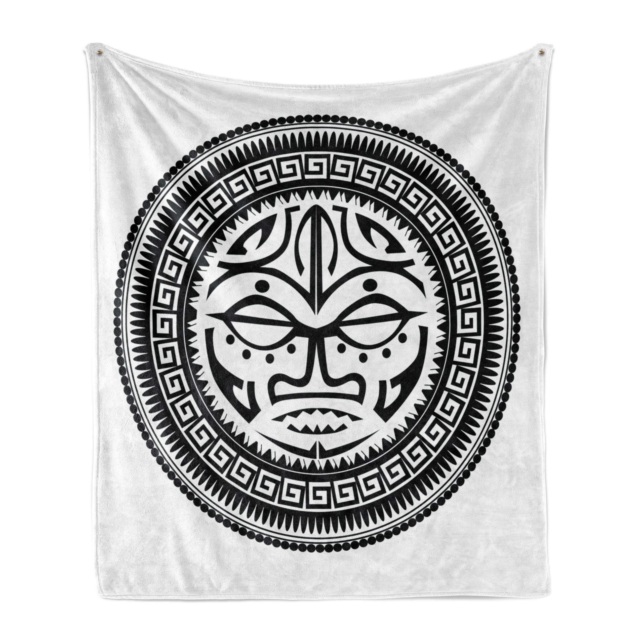 Gemütlicher Maori Plüsch für weiß Innen- Außenbereich, und Schwarz Abakuhaus, Wohndecke den Gesichtsmaske und