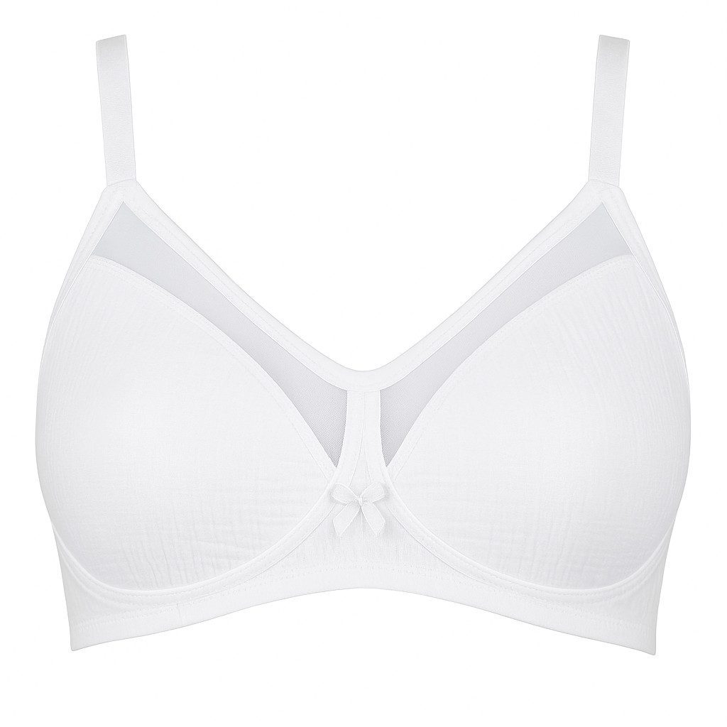fashionshowcase Bügel-BH Soft Cups Mesh-Einsatz Zierschleife, 85–105 B/C/D, 3 Farben (1-tlg) Mesh-Einsatz, blickdicht