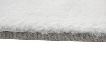 Hochflor-Teppich Teppich Kunstfellteppich Hochflor Faux Fur Hasenfell uni silber, Teppich-Traum, rechteckig, Höhe: 30 mm