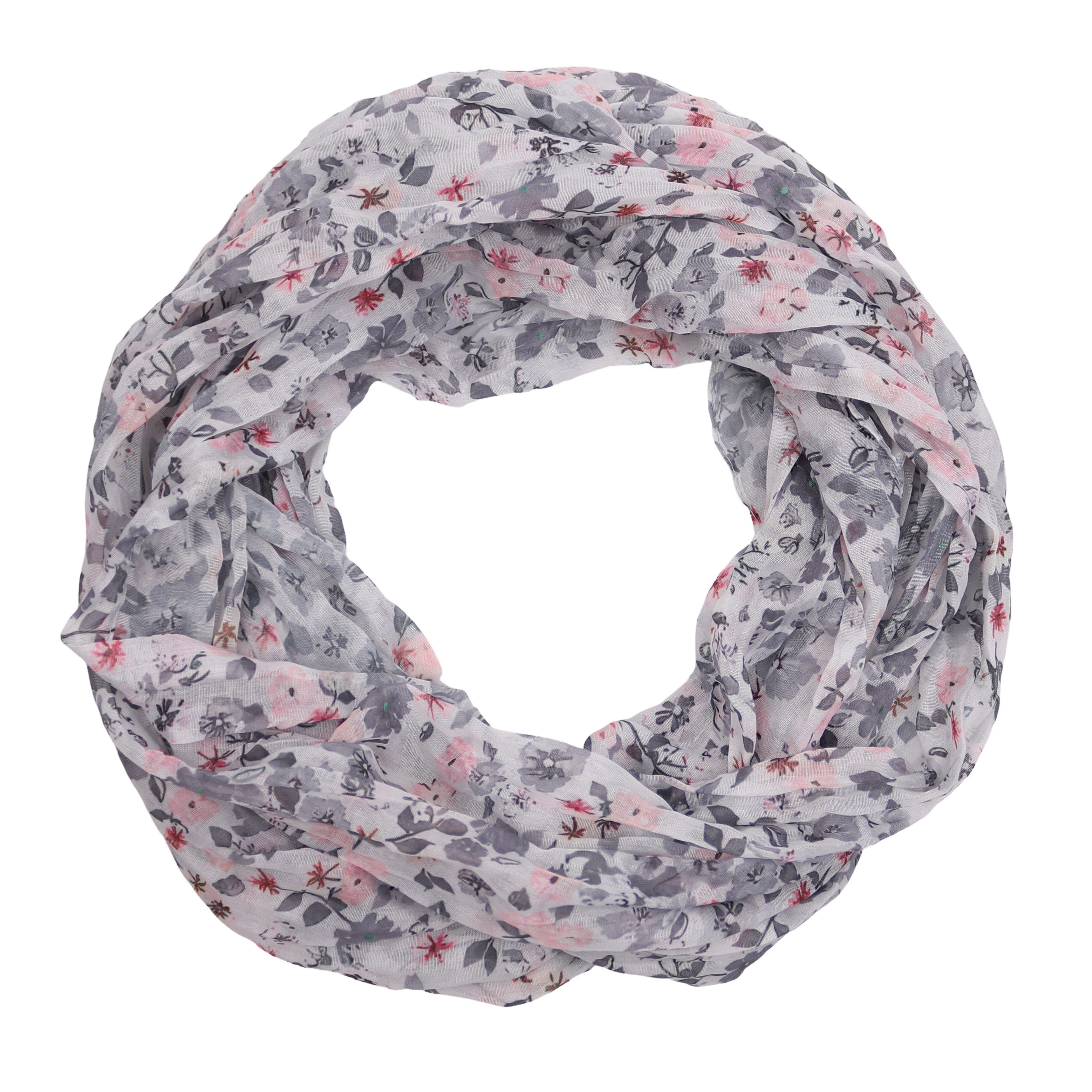 MIRROSI Loop Damen Schal mit Blümchen Muster, Weich, Schlauchschal, (ca.45x75cm, zweimal um den Hals wickelbar), Damen Halstuch ideal für Frühling, Sommer oder Herbst