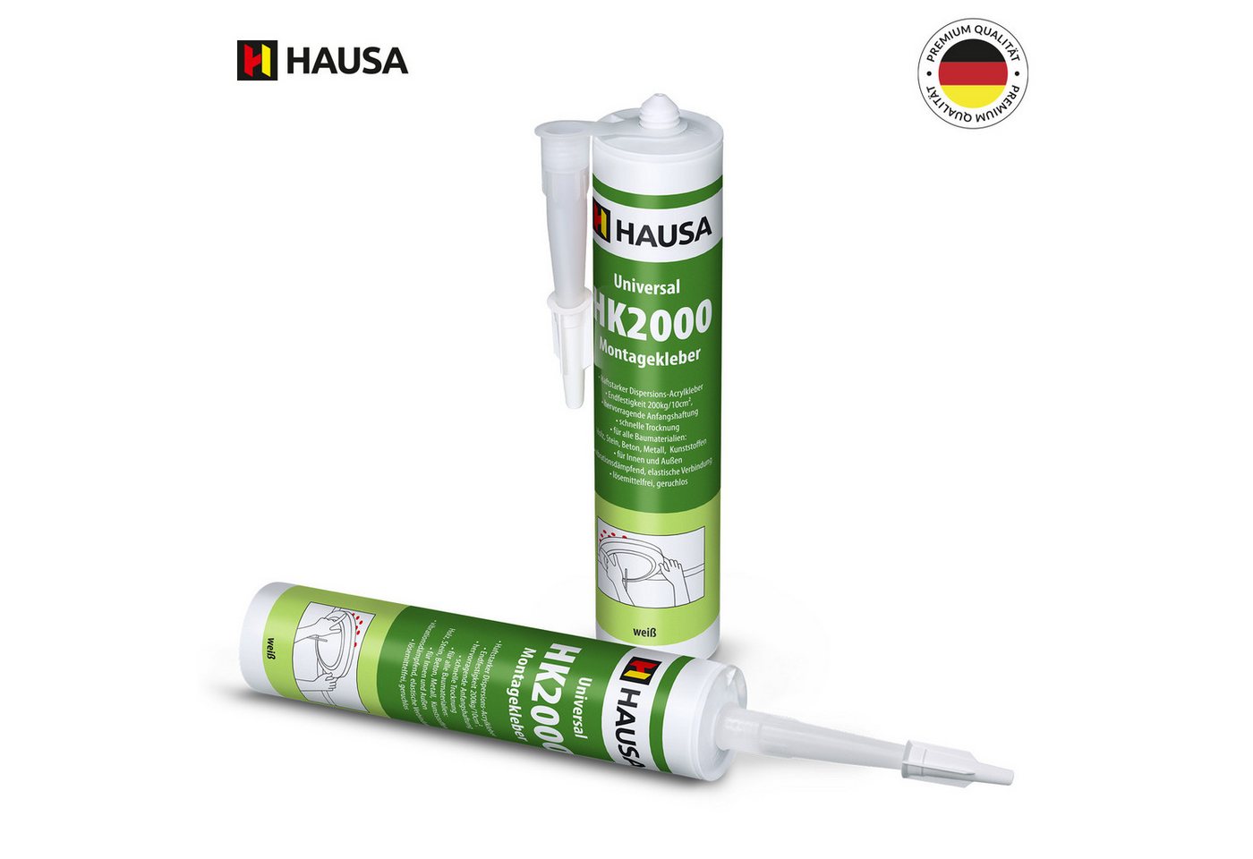 Thumbnail - Hausa Montagekleber Universal HK2000, (Kraftkleber, Baukleber, Styroporkleber, 2-tlg), für Innen-&Außen, starke Anfangsh...