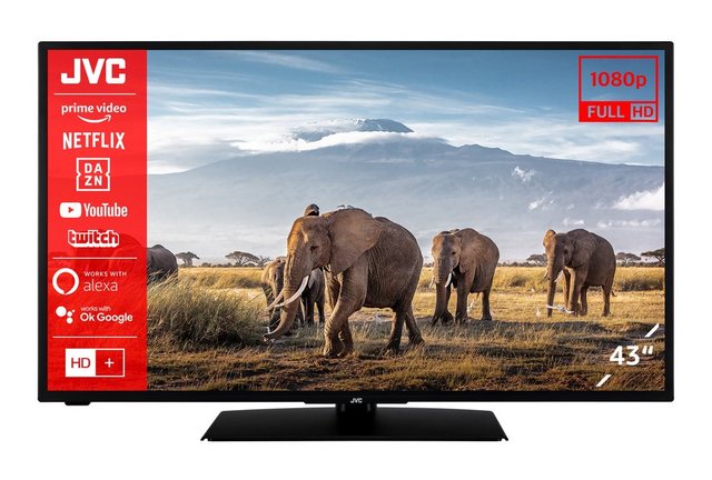 JVC LT-43VF5156 LCD-LED Fernseher (108 cm/43 Zoll, Full HD, Smart TV, HDR, Triple-Tuner, Bluetooth, 6 Monate HD+ gratis)