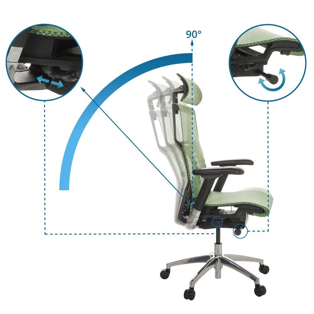 Grün Schreibtischstuhl II High End Netzstoff ergonomisch OFFICE Bürostuhl Drehstuhl (1 St), hjh DYNAFIT