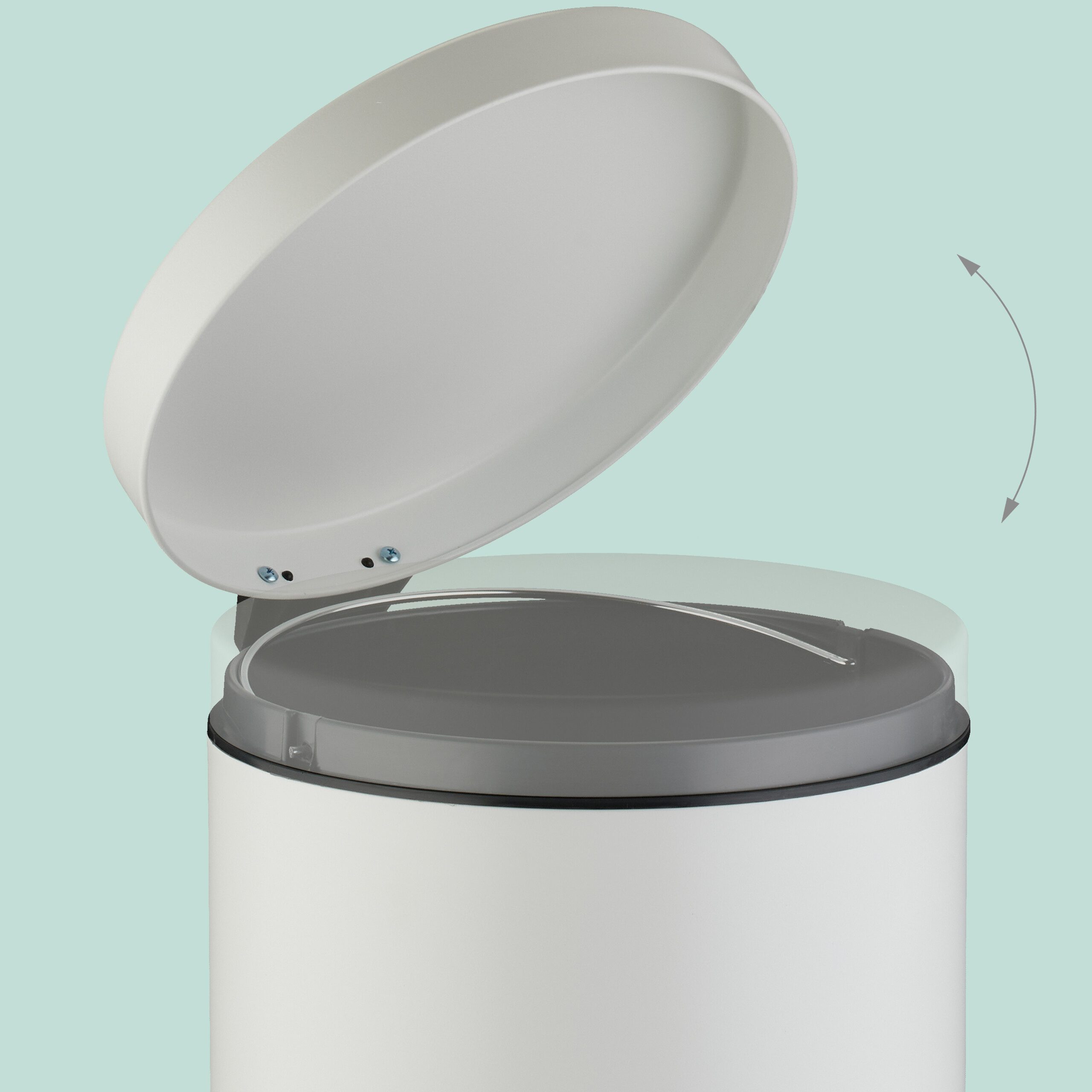 relaxdays Mülleimer Runder Mülleimer Küche 20 Liter, weiß – Bild 2 von 5