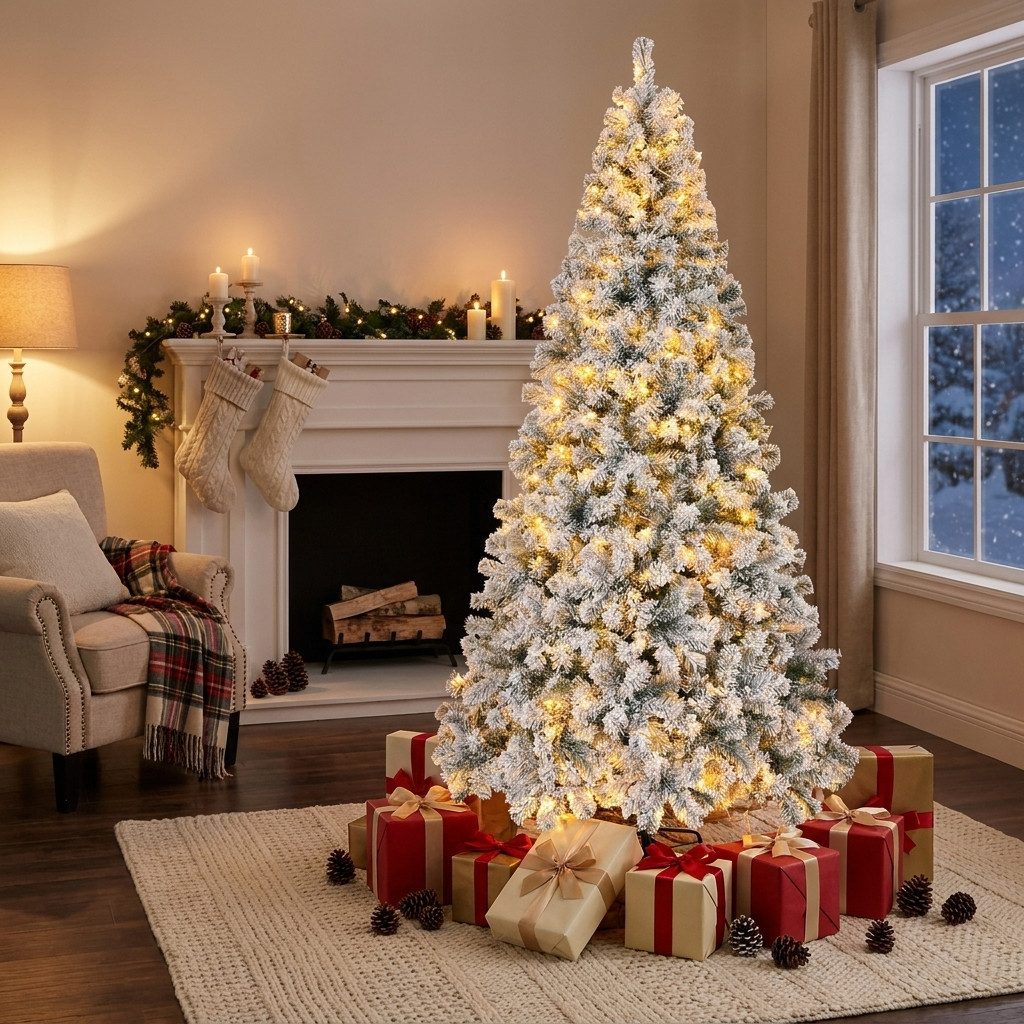 LEADZM Künstlicher Weihnachtsbaum 180 cm mit 100 LEDs, warmweiß, 750 Spitzen, 8 Modi, PVC, inkl. Ständer, Christbaum für Weihnachten