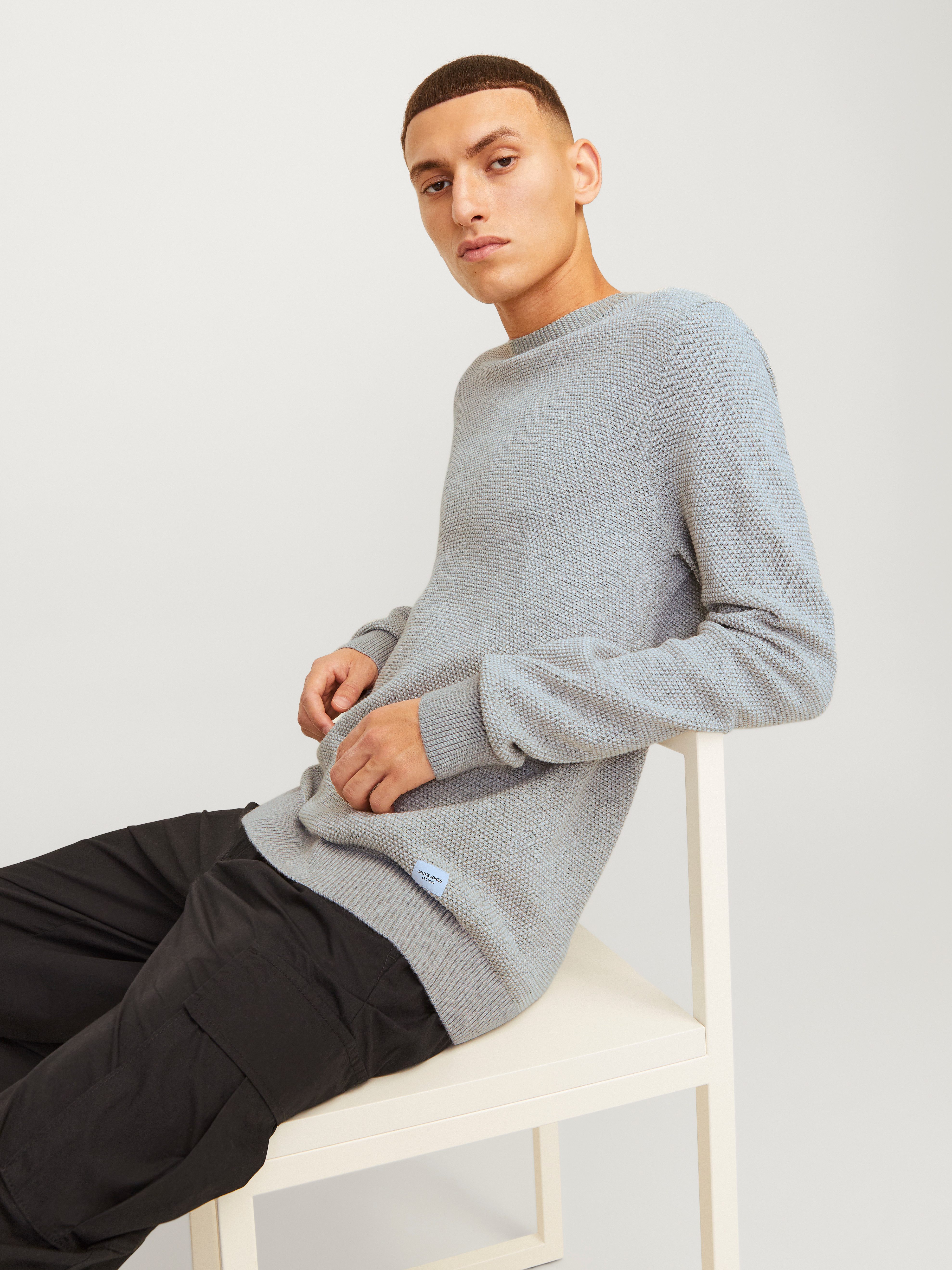 Jack & Jones Rundhalspullover JJEGLOBE KNIT CREW NECK NOOS in Strick Optik günstig online kaufen