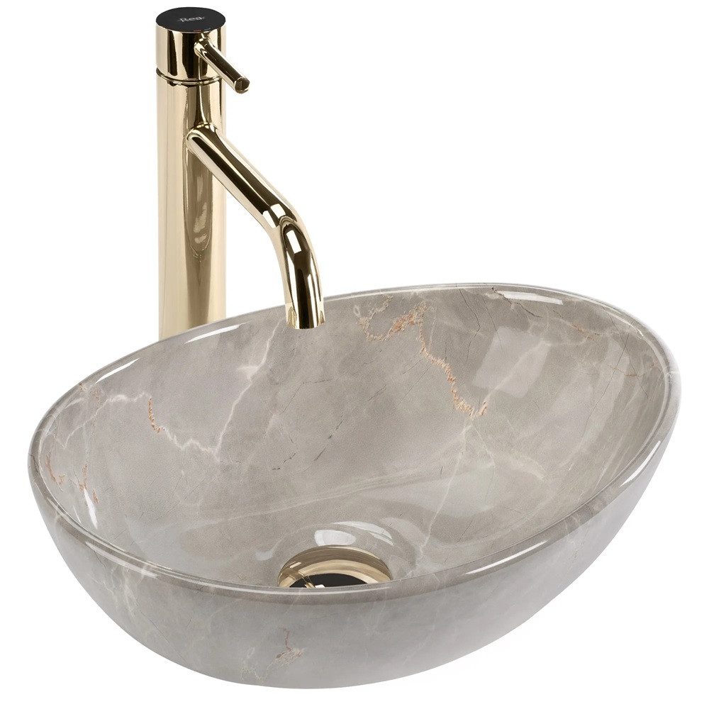 wohnwerk.idee Aufsatzwaschbecken Waschtisch Keramik Waschbecken Marmoroptik günstig online kaufen