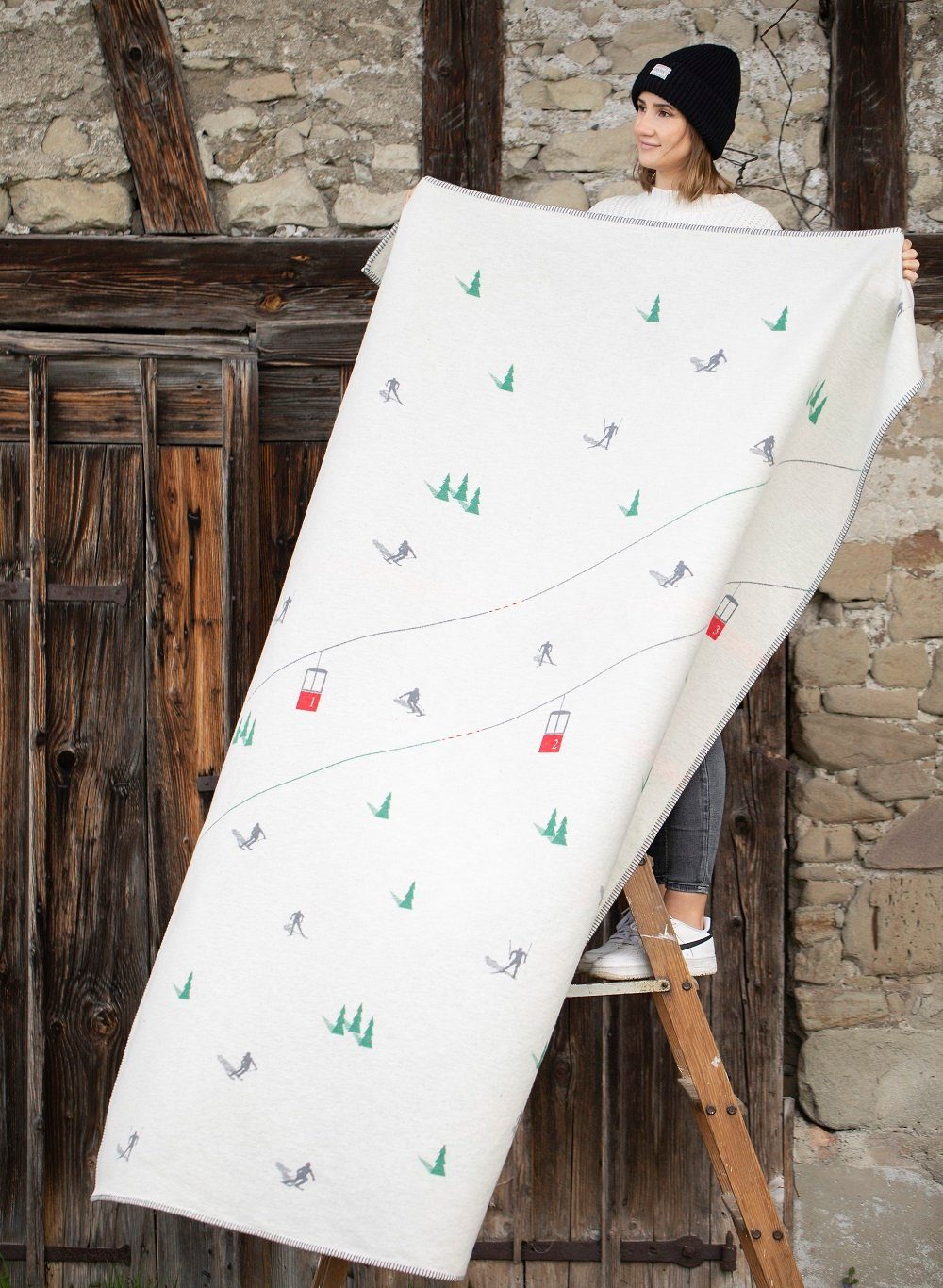 Wohndecke Sylt 'Skipiste' 140 x 200 cm, DAVID FUSSENEGGER