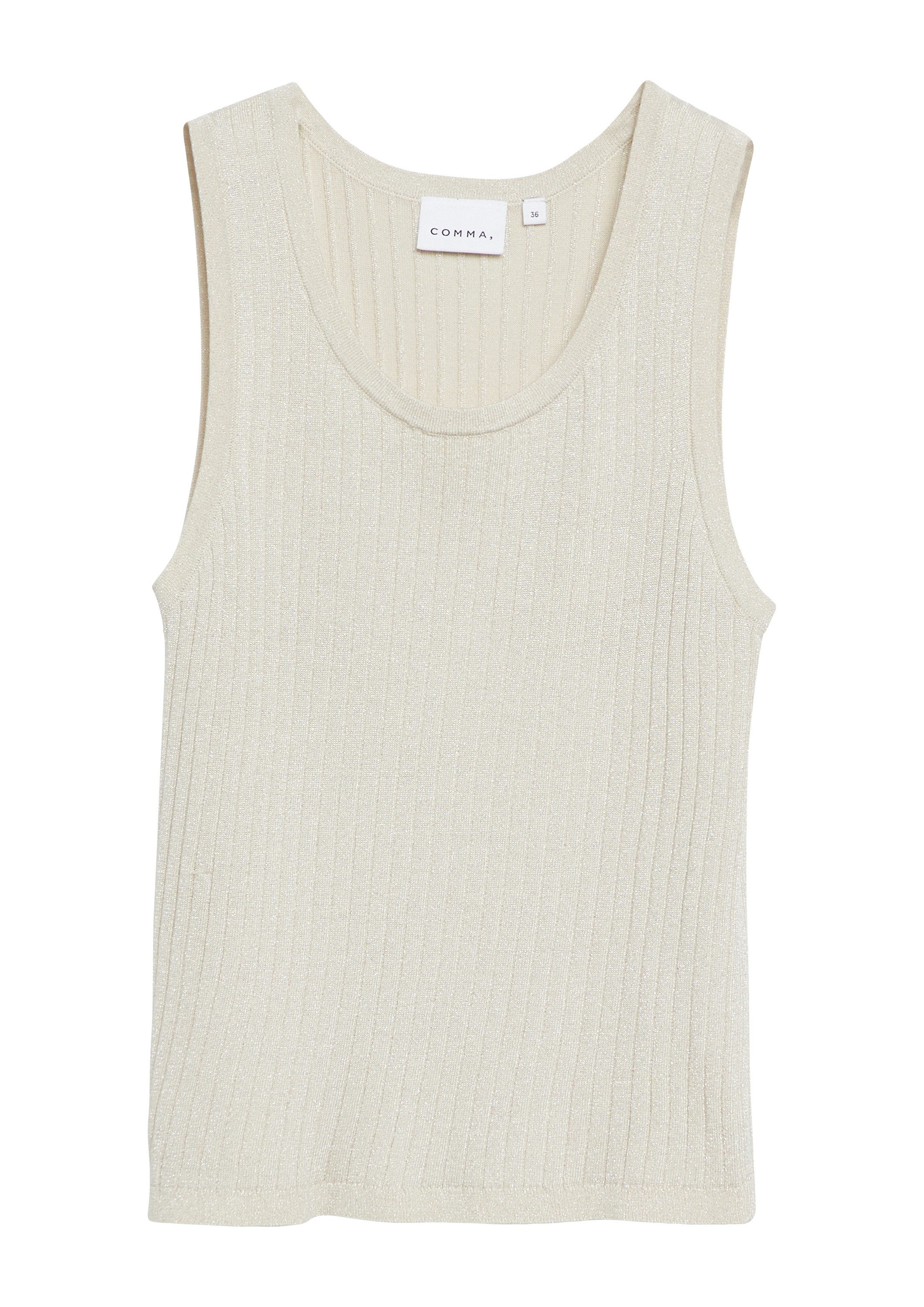 comma Muskelshirt Strickpullunder Geripptes Stricktop mit Glitzergarn