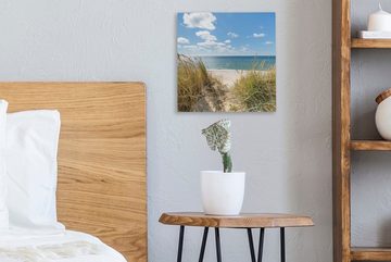 OneMillionCanvasses® Leinwandbild Düne - Gras - Meer - Strand, (1 St), Leinwand Bilder für Wohnzimmer Schlafzimmer