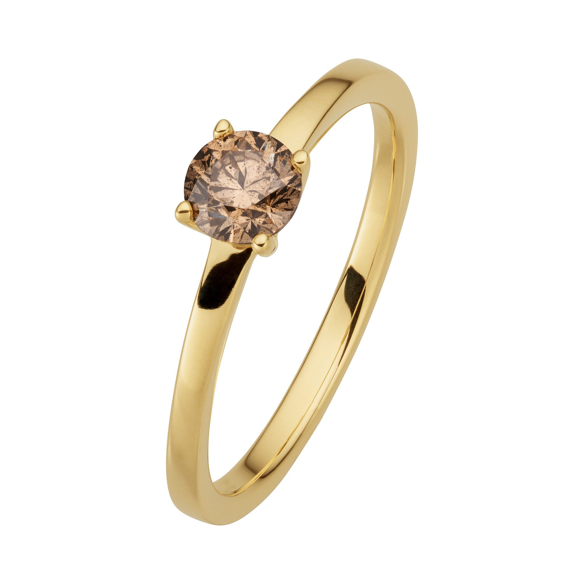 Orolino Fingerring 585/- Gelbgold 1 Brill. 0,50ct. braun