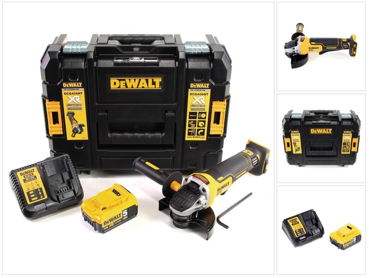 DeWalt Winkelschleifer DCG 406 P1 Akku Winkelschleifer 18V 125mm Brushless + 1x Akku 5,0Ah +