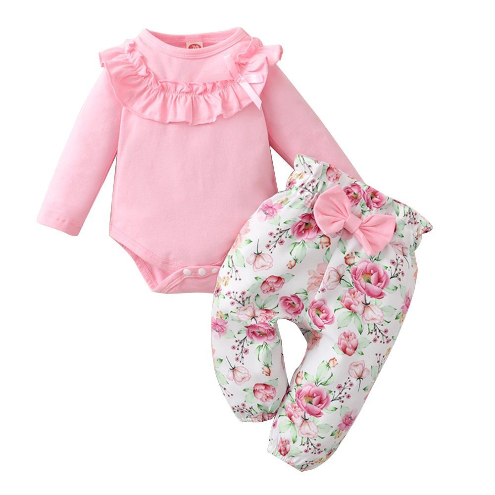 Shirt Rüschen Süßes LAPA Leggings Blumendruck (2-tlg) Baby-Set und & mit
