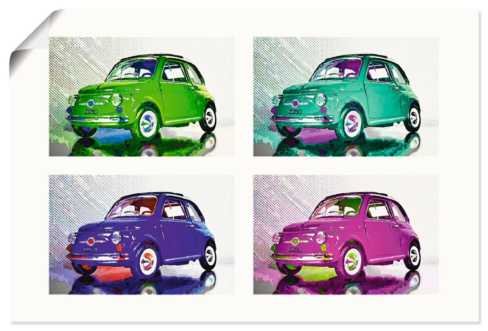 Artland Wandbild POP ART: Der kleine italienische Freund, Auto (1 St), als Alubild, Leinwandbild, Wandaufkleber oder Poster in versch. Größen | Poster