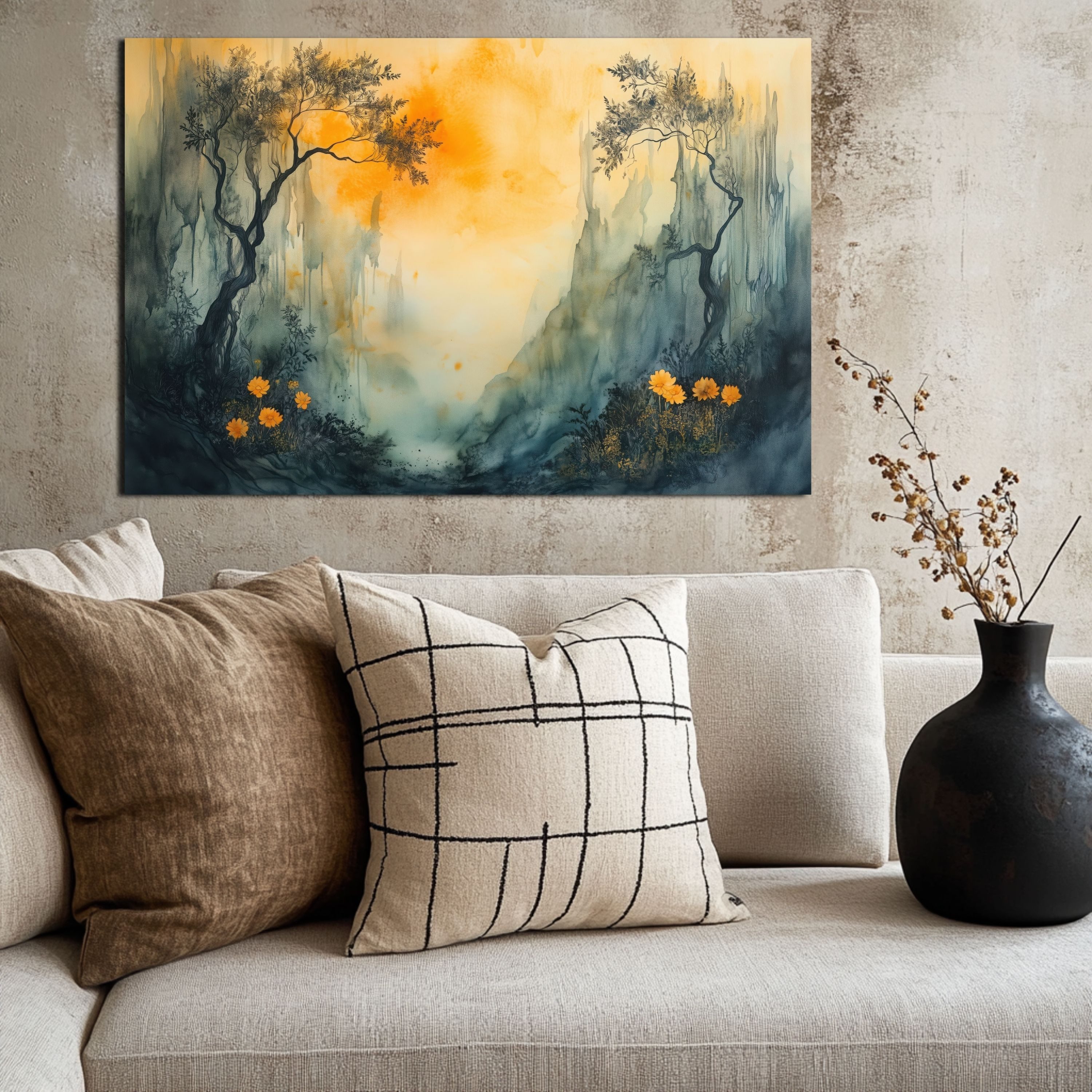 DARO Design Leinwandbild Modern Abstrakt Wandbilder XXL Wandbild Wand Deko Leinwand Bilder, (Natur - Bild Groß Wohnzimmer Schlafzimmer Küche Esszimmer Einteilig Querformat Fotodruck Leinwände Wanddeko Abstrakte Kunst Boho), 30x20cm