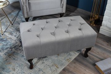 riess-ambiente Fußhocker CHESTERFIELD 80cm silbergrau, mit Samtbezug