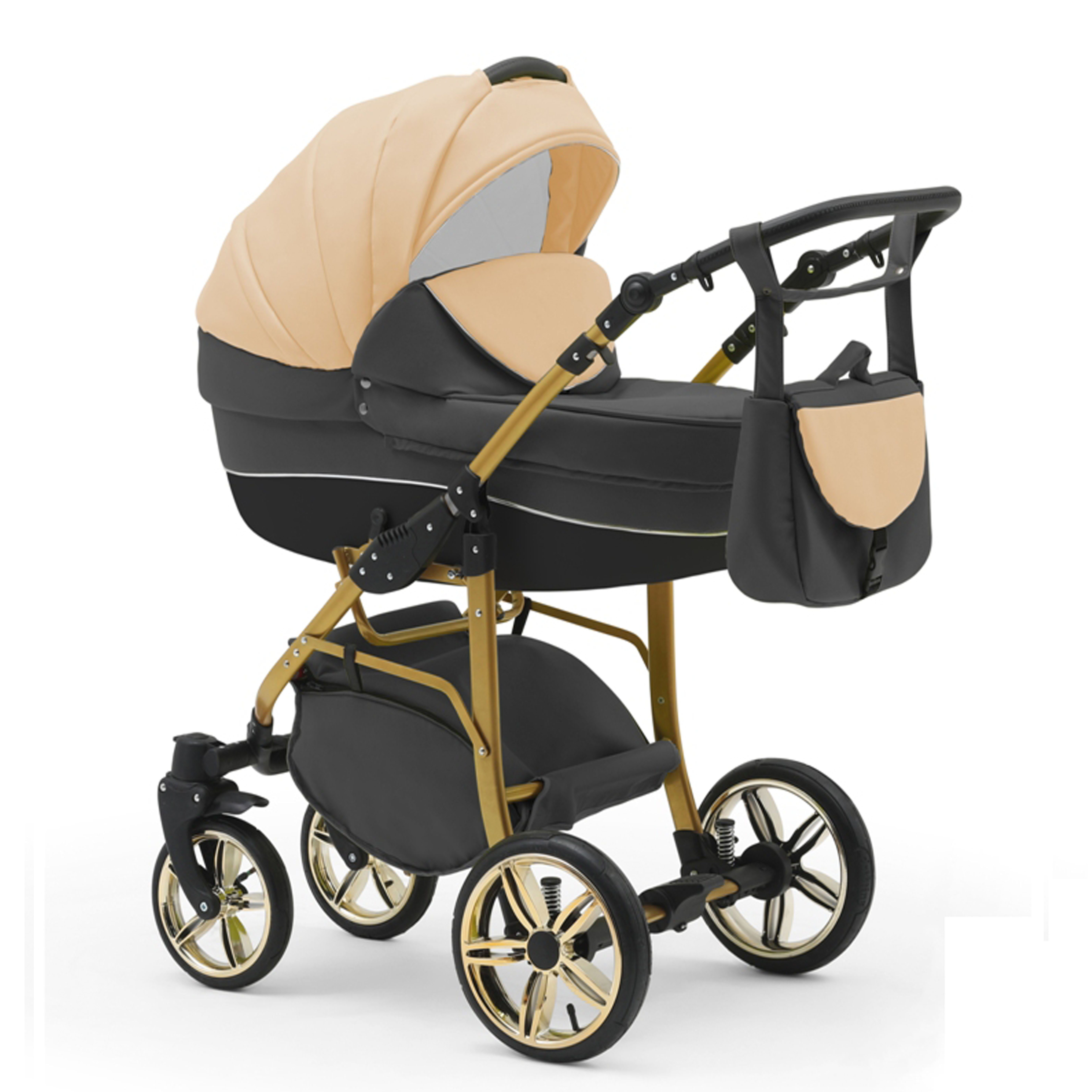 Beige-Hellgrau-Schwarz - babies-on-wheels Gold Teile Farben in in Kinderwagen-Set Cosmo ECO 2 - 46 1 13 Kombi-Kinderwagen