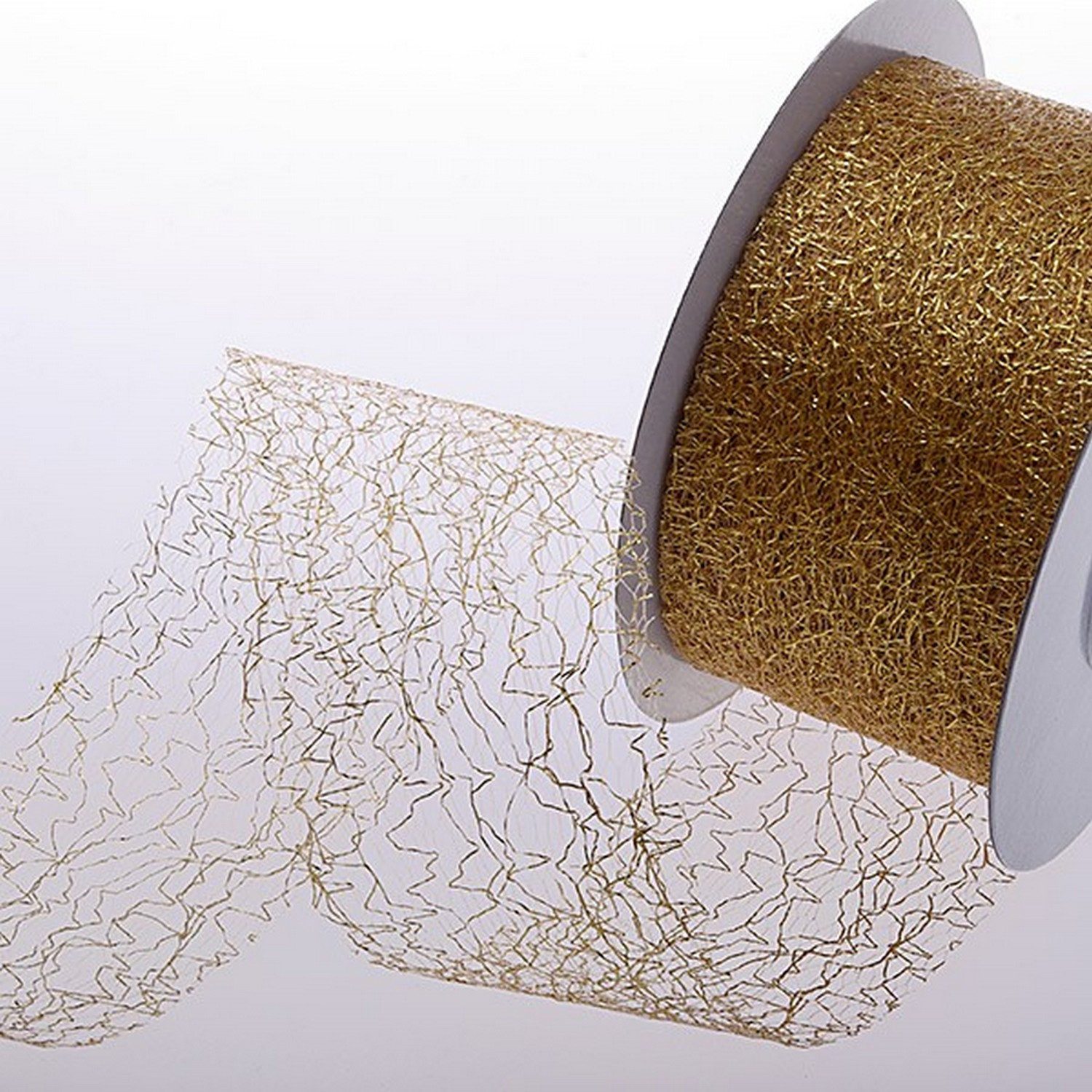 Deko AS Tischläufer Spiderweb Tischband - 8cm metallic gold - Rolle 25m - 67 003-R 80 (1-tlg, 1 Rolle Tischläufer), Strapazierfähig