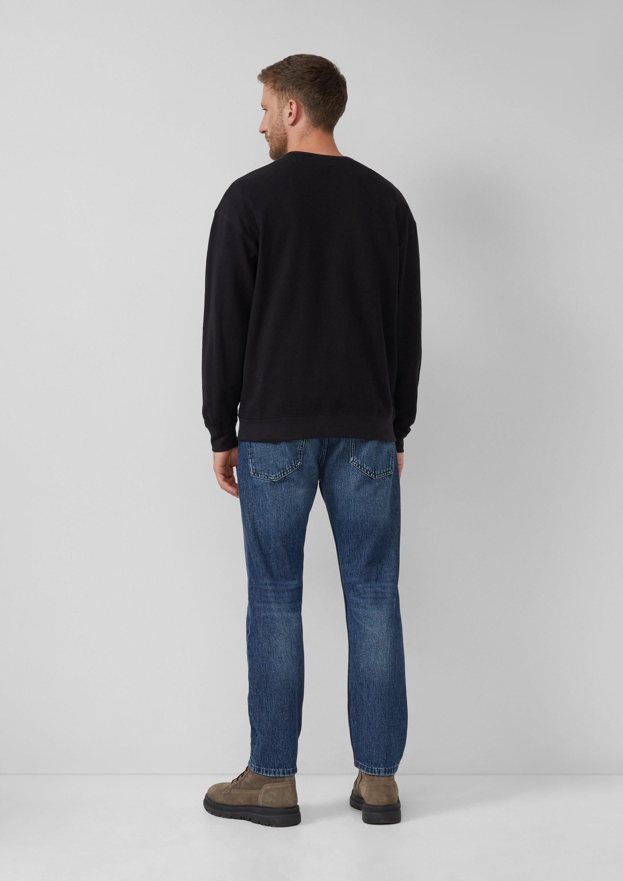 s.Oliver Sweatshirt Sweatshirt Strukturiertes Relaxed-Fit-Sweatshirt mit Label-Patch