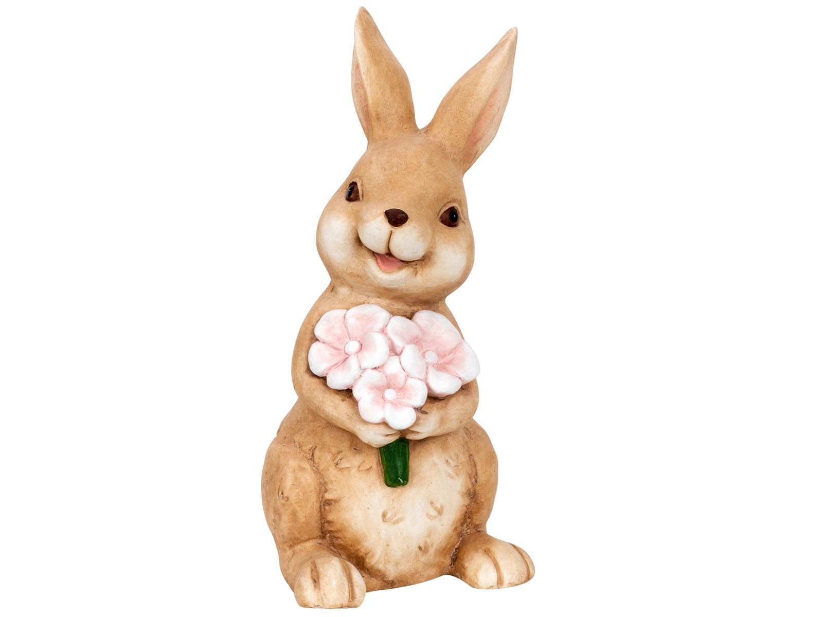 Mel-O-Design Osterhase Oster-Hase mit rosa Blumen stehend ca. 46 cm, Ostern