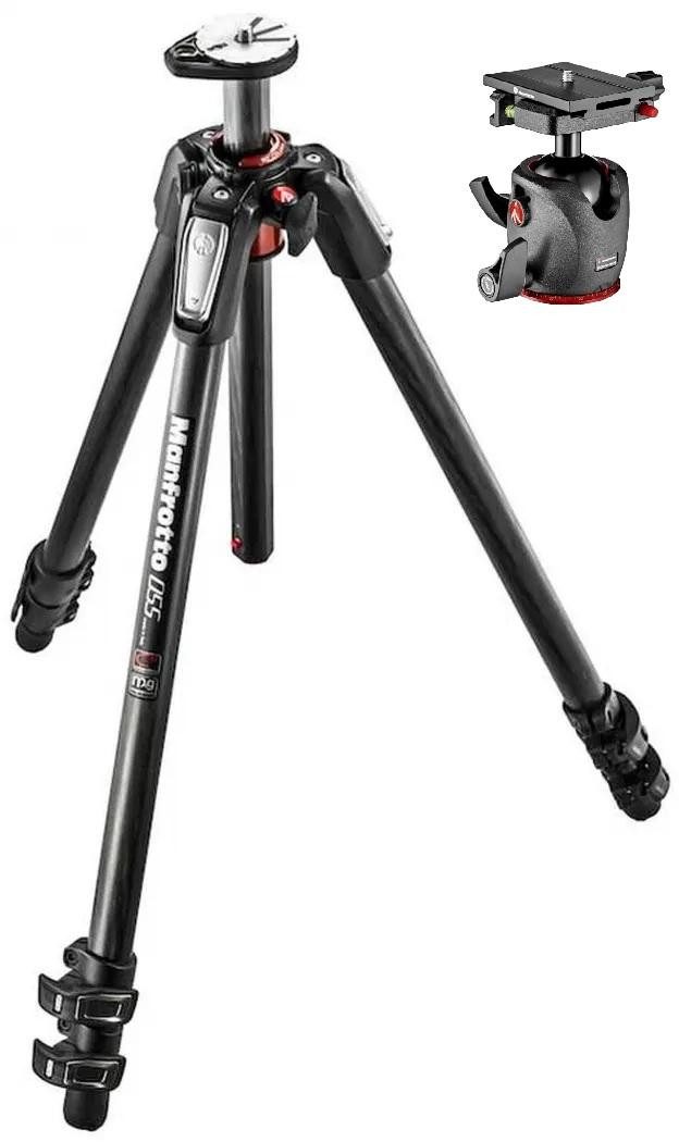 Manfrotto MT055CXPRO3 Carbon + MHXPRO-BHQ6 XPRO Kopf mit Top Stativhalterung