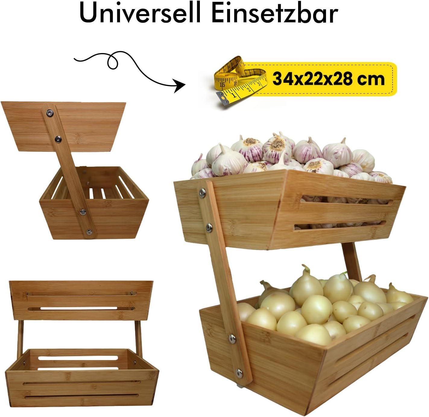 hausleben Obstschale Obstkorb mit 2 Etagen 34x22x28 cm, (1-tlg), Obstschale Obst Halter, Küche Ablagekorb Brot Snacks Korb
