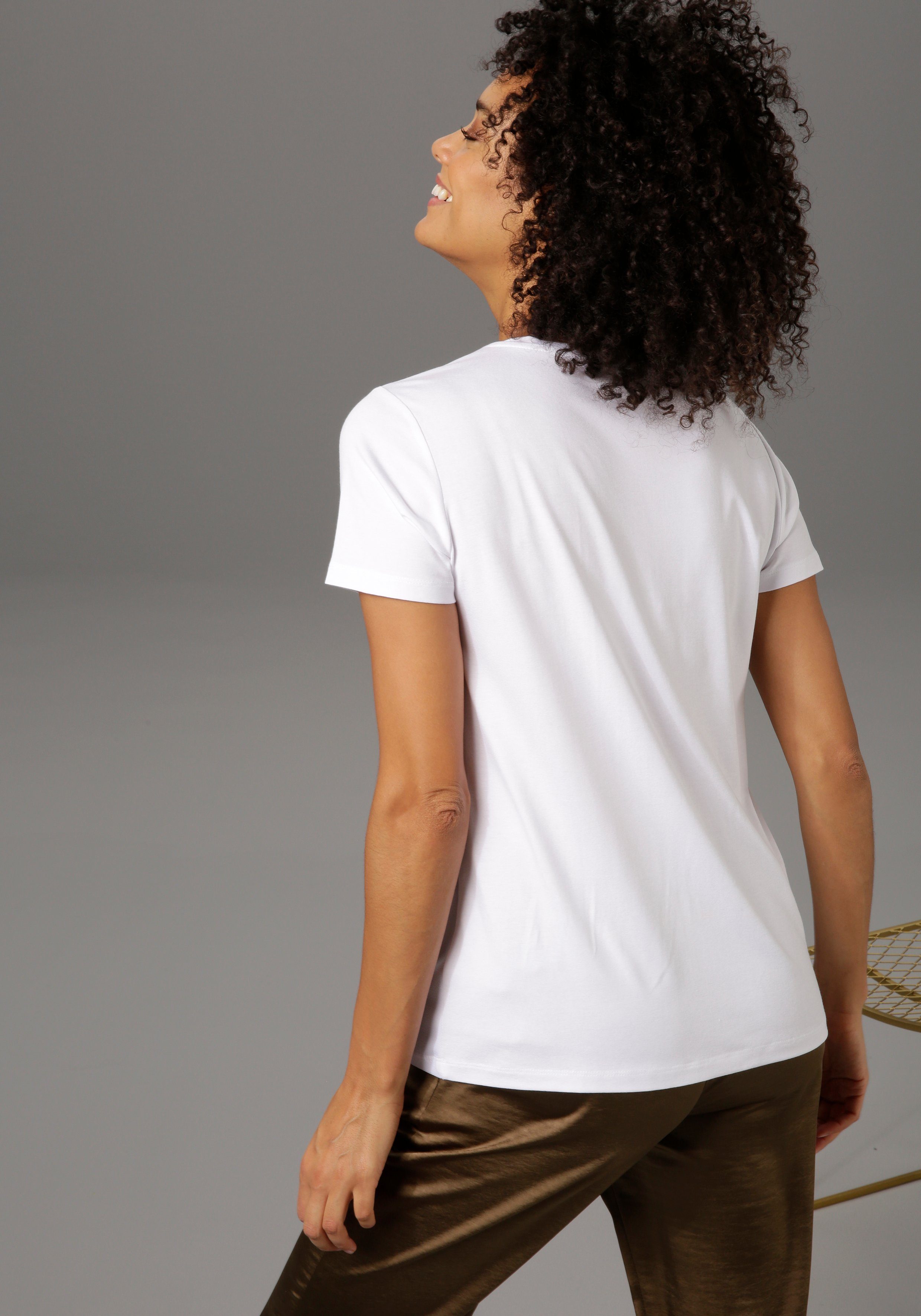 Damen Shirts Aniston CASUAL T-Shirt graphischer Frontdruck mit Statement-Schriftzug