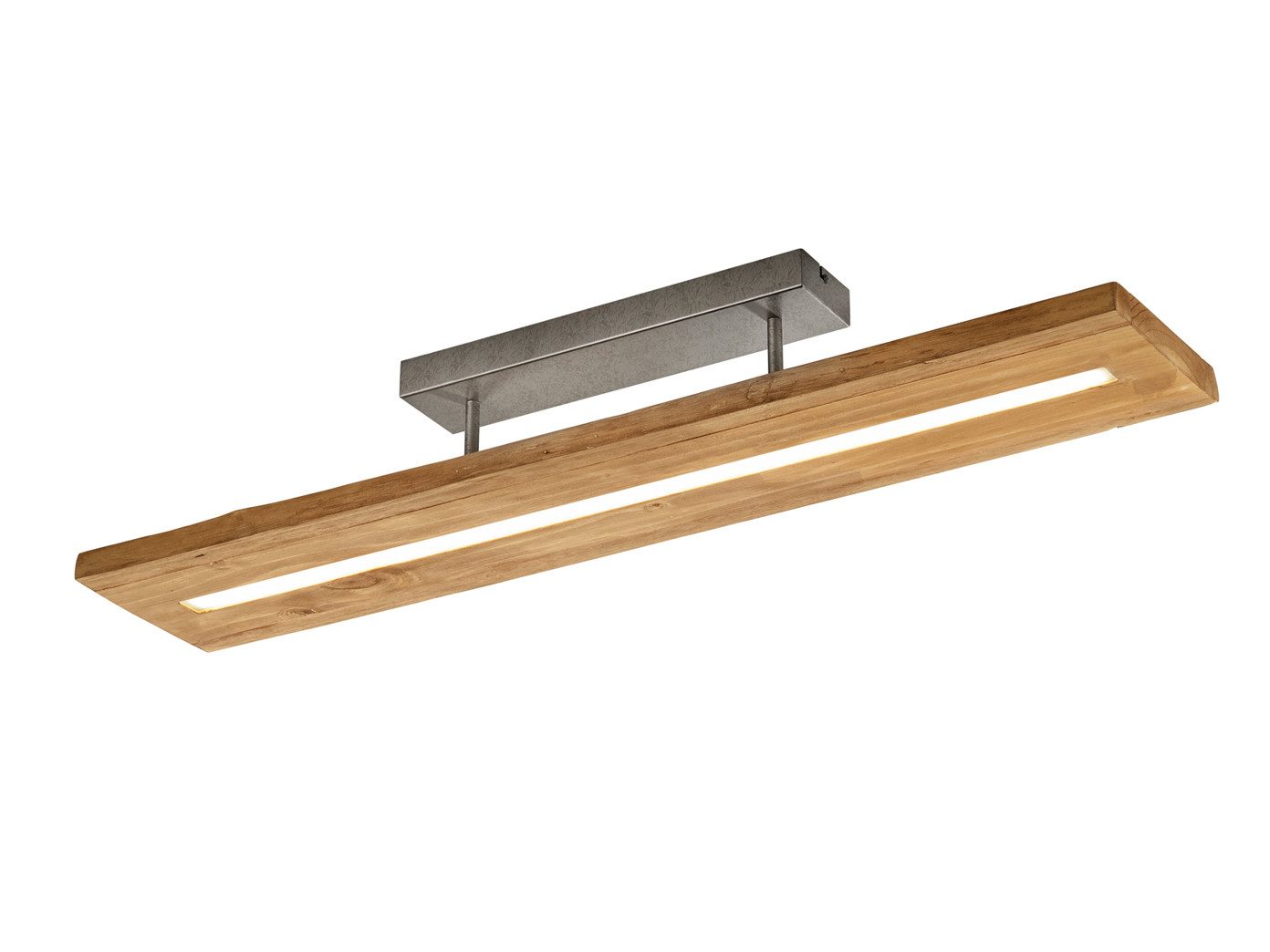 TRIO Leuchten LED Deckenleuchte, Dimmfunktion, LED fest integriert, stufenweise dimmbar über Schalter, warmweiß, ausgefallene Holz-Lampe rechteckig aus Echtholz, Breite: 100cm