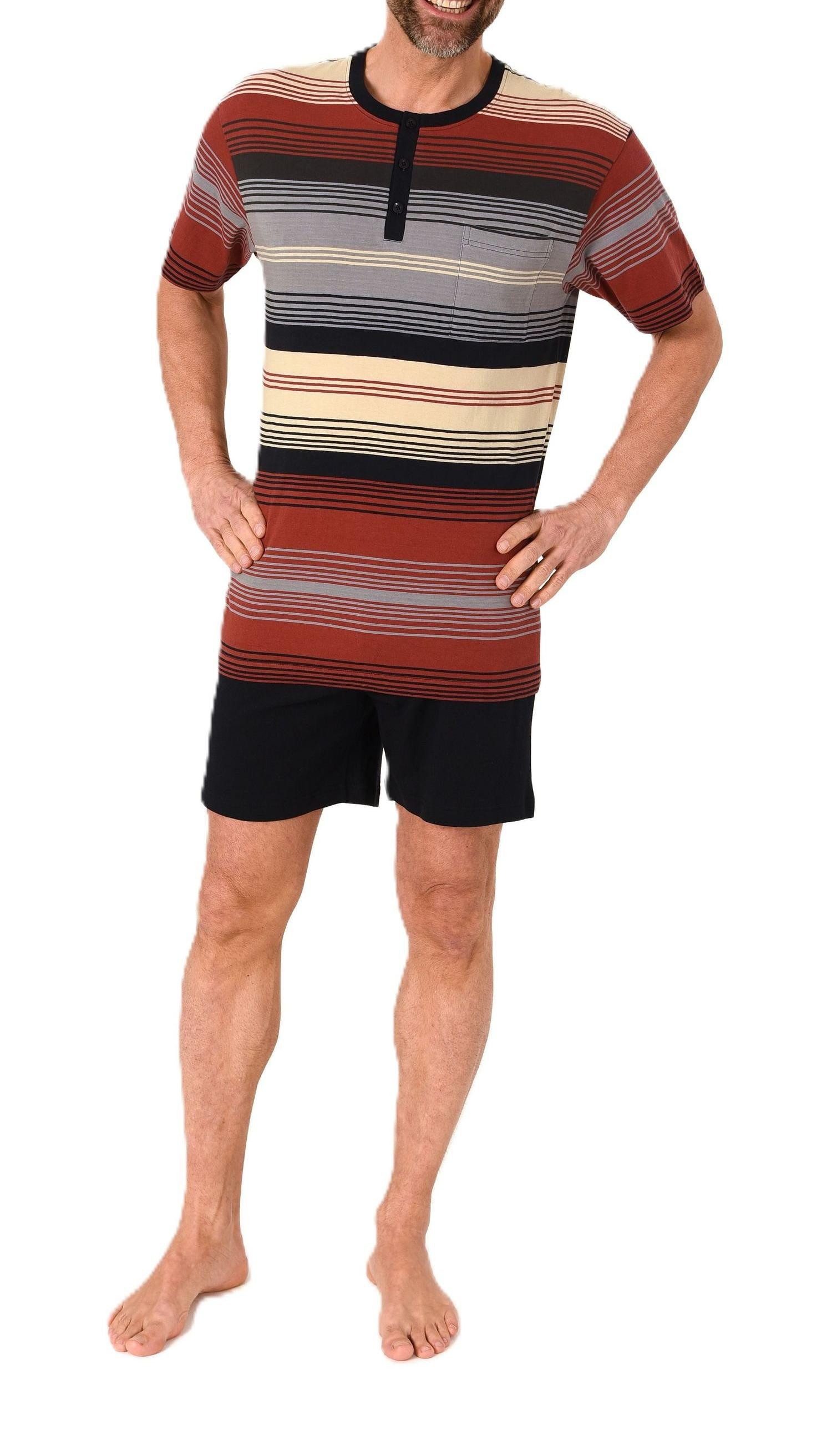 Normann Pyjama Normann Herren kurzarm Schlafanzug Shorty mit Knopfleiste am Hals