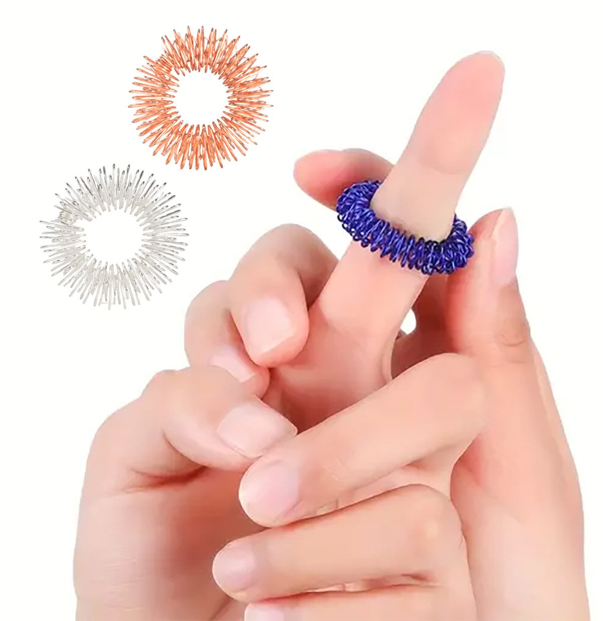 WestCraft Shiatsu-Akupressurgerät Akupressurringe 3er Set Gold, Bronze, Silber, Finger Massage Ringe, 3-tlg., Entspannung für Körper & Geist, Sanfte Massage & Stressabbau