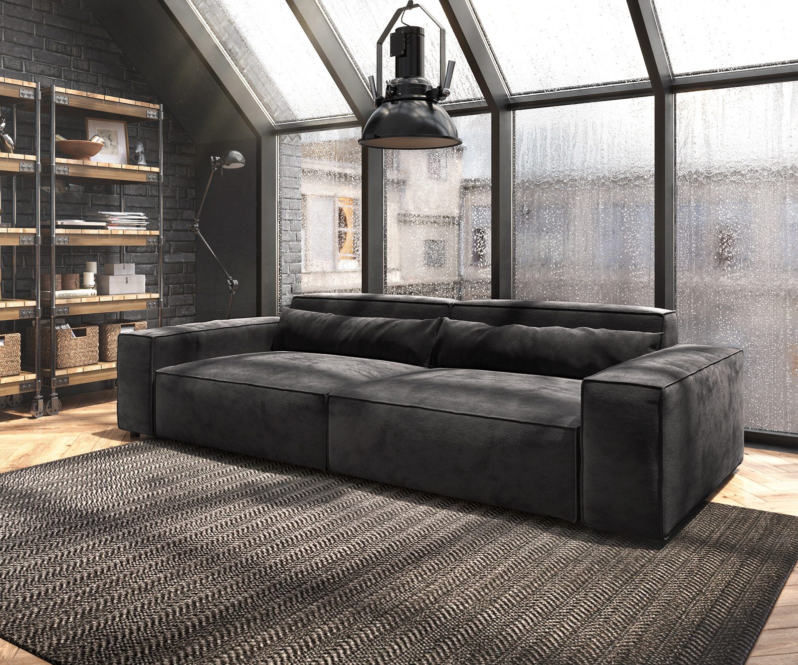 DELIFE Big-Sofa Sirpio, XL Mikrofaser Schwarz 270x130 cm günstig online kaufen