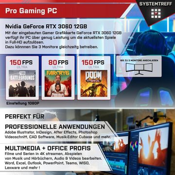 SYSTEMTREFF Basic Gaming-PC (AMD Ryzen 9 5950X, GeForce RTX 3060, 16 GB RAM, 1000 GB HDD, 512 GB SSD, Luftkühlung, Windows 11, WLAN)