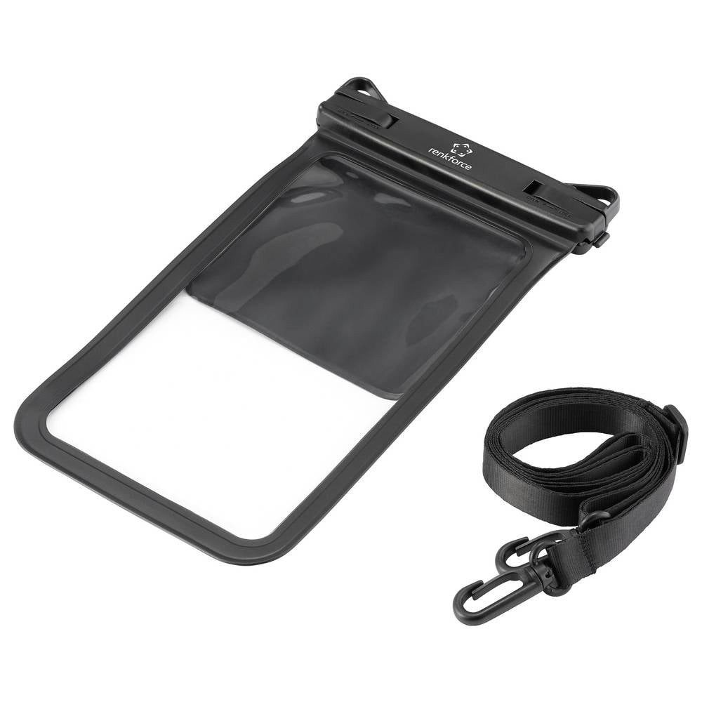 Renkforce Handyhülle Wasserdichte Smartphone Hülle Outdoorcase Universal Black, Transparent