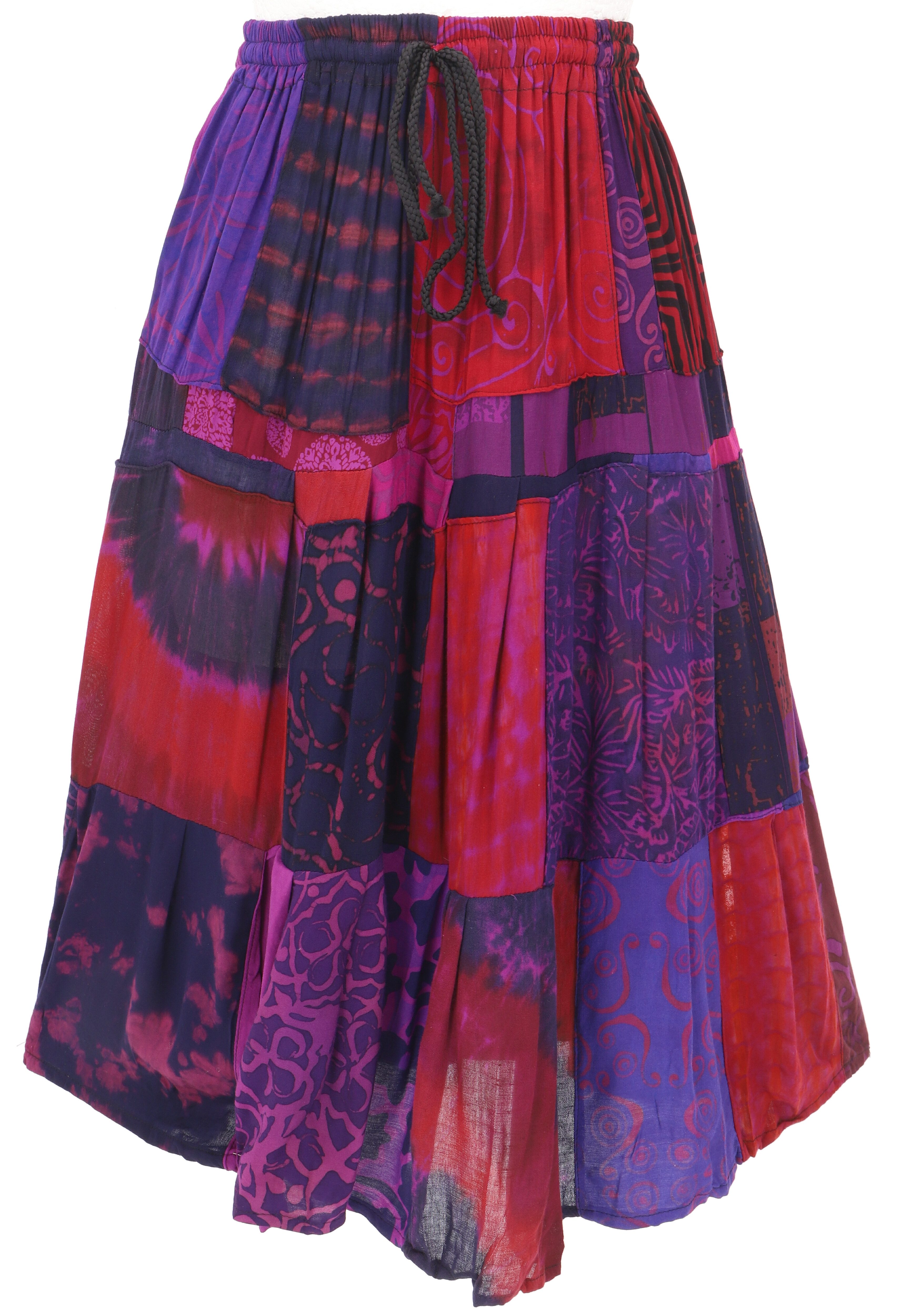 Guru-Shop Minirock Luftiger Patchwork Sommerrock, Boho upcycling.. alternative Bekleidung