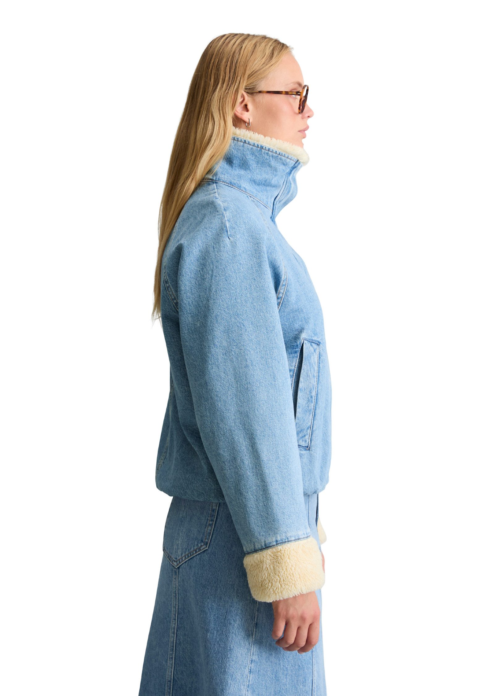 Marc O'Polo DENIM Jeansjacke mit Futter in Lammfell-Optik – Bild 2 von 5