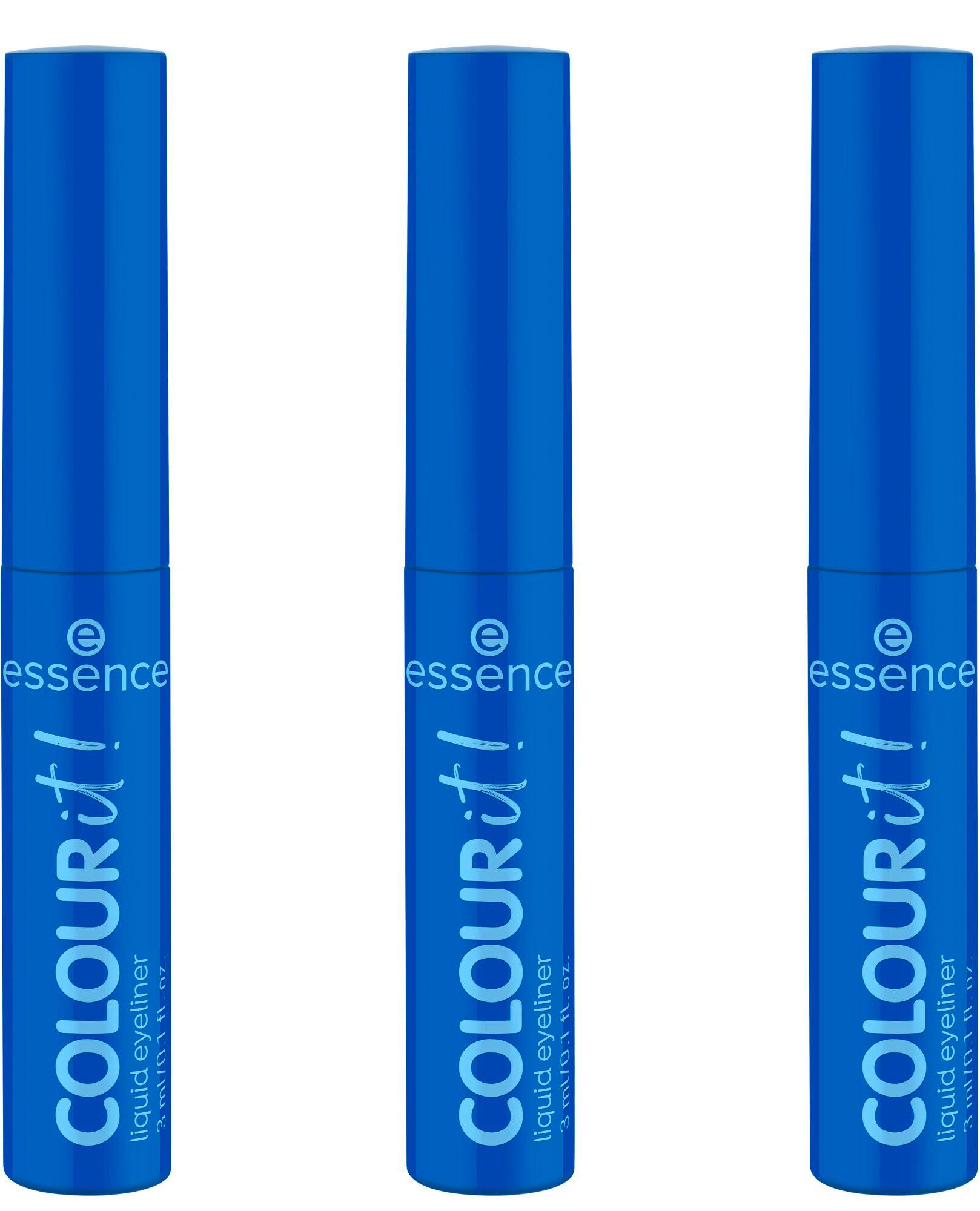 Essence Eyeliner COLOUR it! liquid eyeliner, 3-tlg., Präzise Pinselspitze für müheloses Zeichnen definierter Linien.