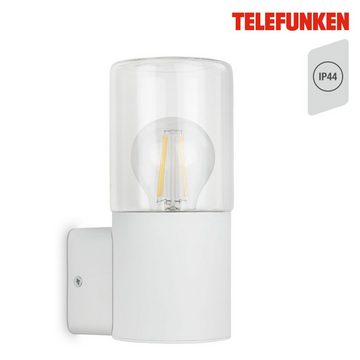 Telefunken Außen-Wandleuchte 320506TF, ohne Leuchtmittel, Wand Außenleuchte IP44 weiß E27 Fassung