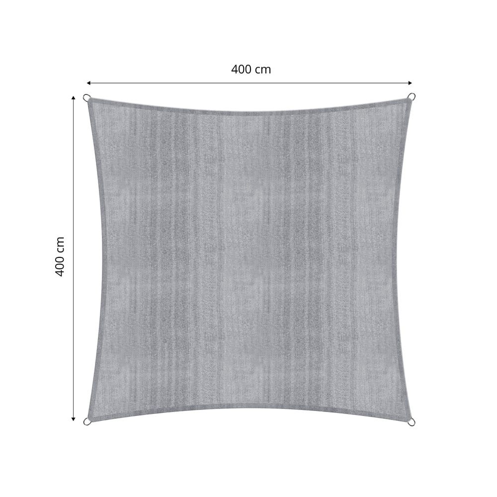 Lumaland Sonnensegel 4 x 4 m Quadrat, Wetterbeständig, 100% HDPE mit Stabilisator für UV Schutz