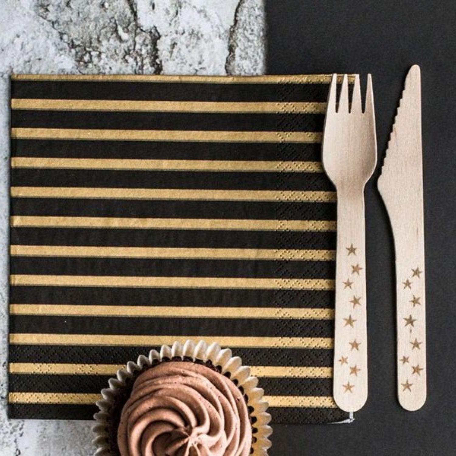 partydeco Papierserviette Servietten 'Stripe' 20Stk./33x33cm, Schwarz/Gold