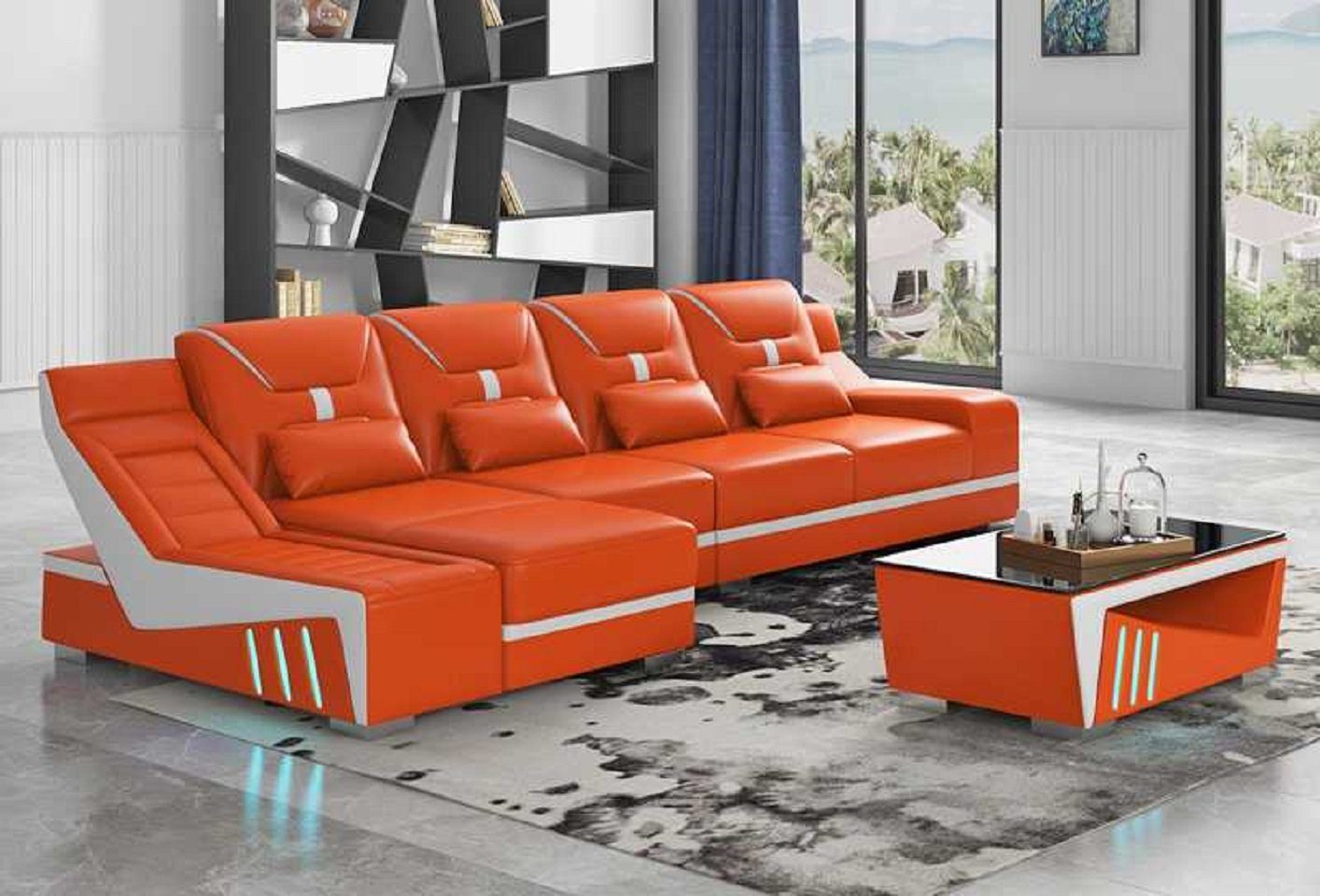 JVmoebel Ecksofa Modern Ecksofa Designersofa Sofa L Form Couch Sofas Eck Möbel, 3 Teile, Made in Europe Orange
