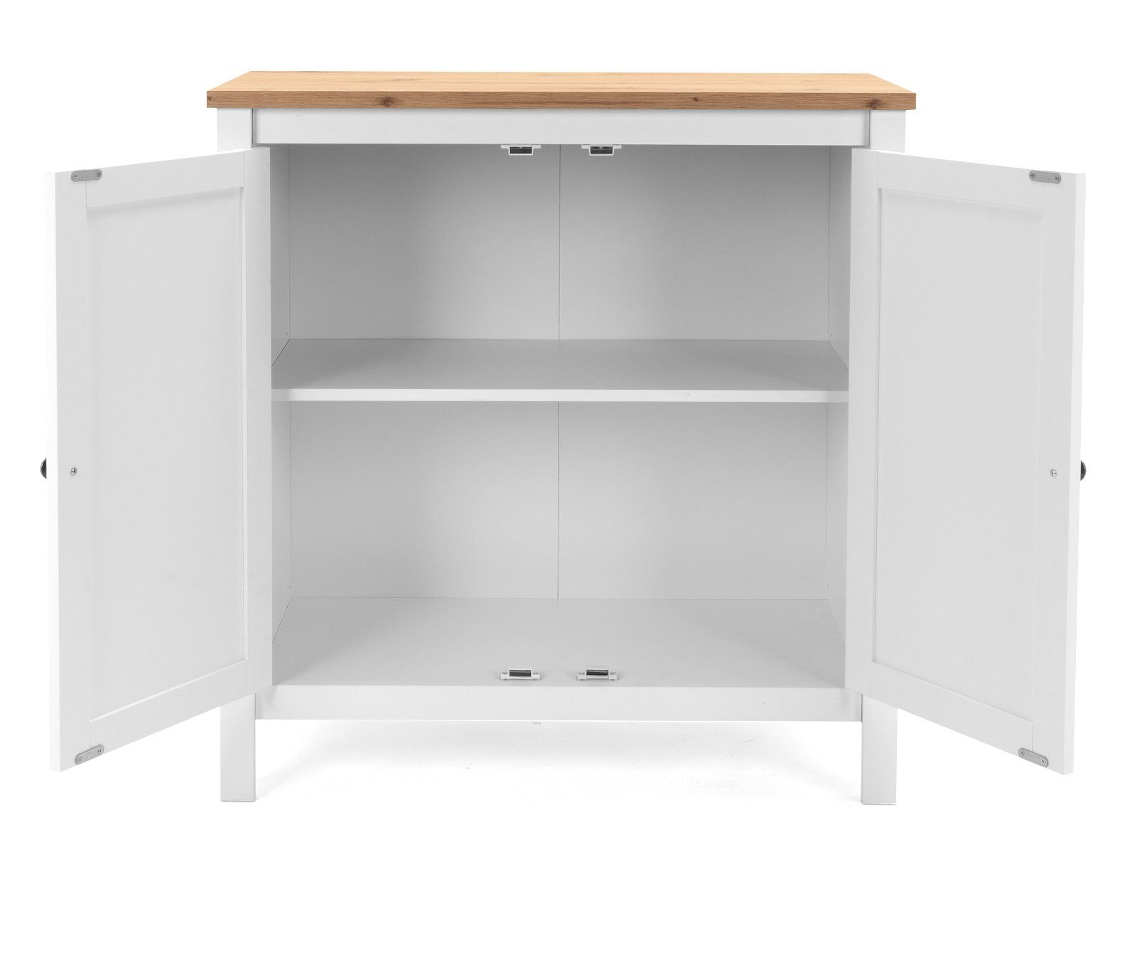 Furn.Design Kommode Vestland (in Landhaus weiß mit Eiche Artisan, 2-türig, 80 x 90 cm)